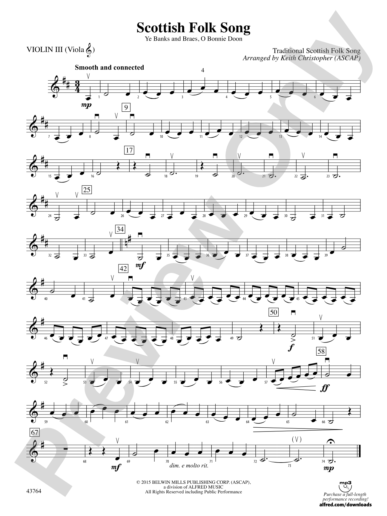Scottish Folk Song: 3rd Violin (Viola [TC])