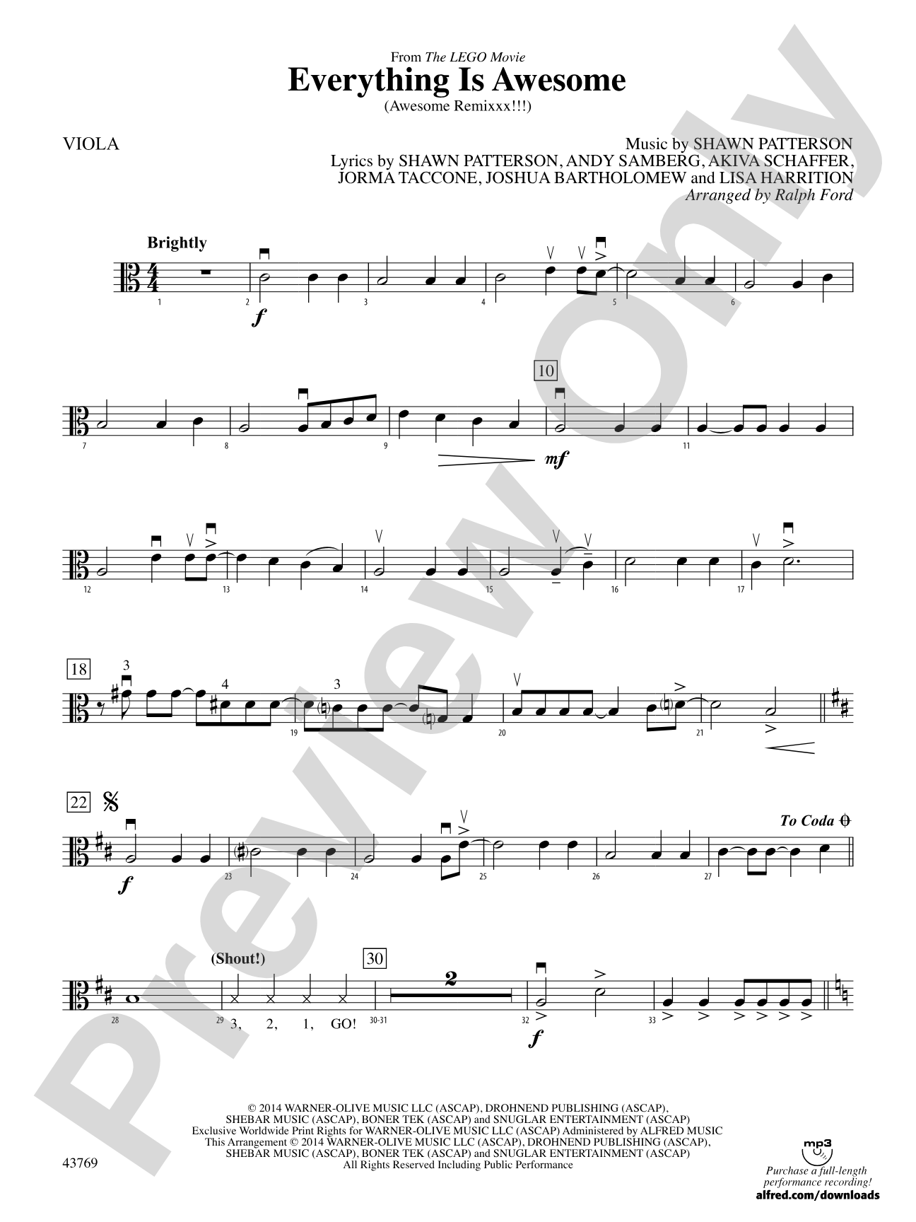 Everything Is Awesome (from The LEGO Movie): Viola