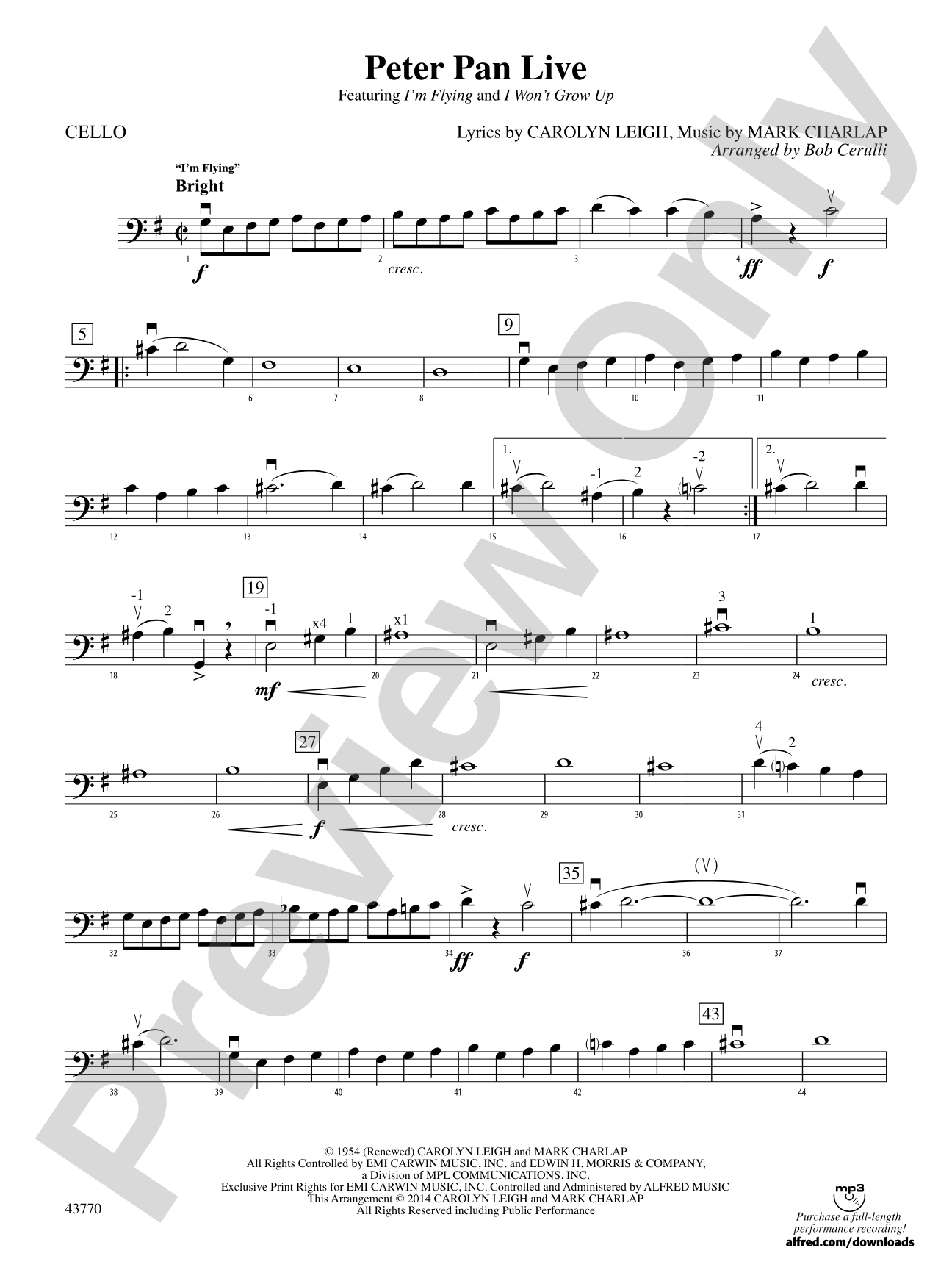 Peter Pan Live: Cello