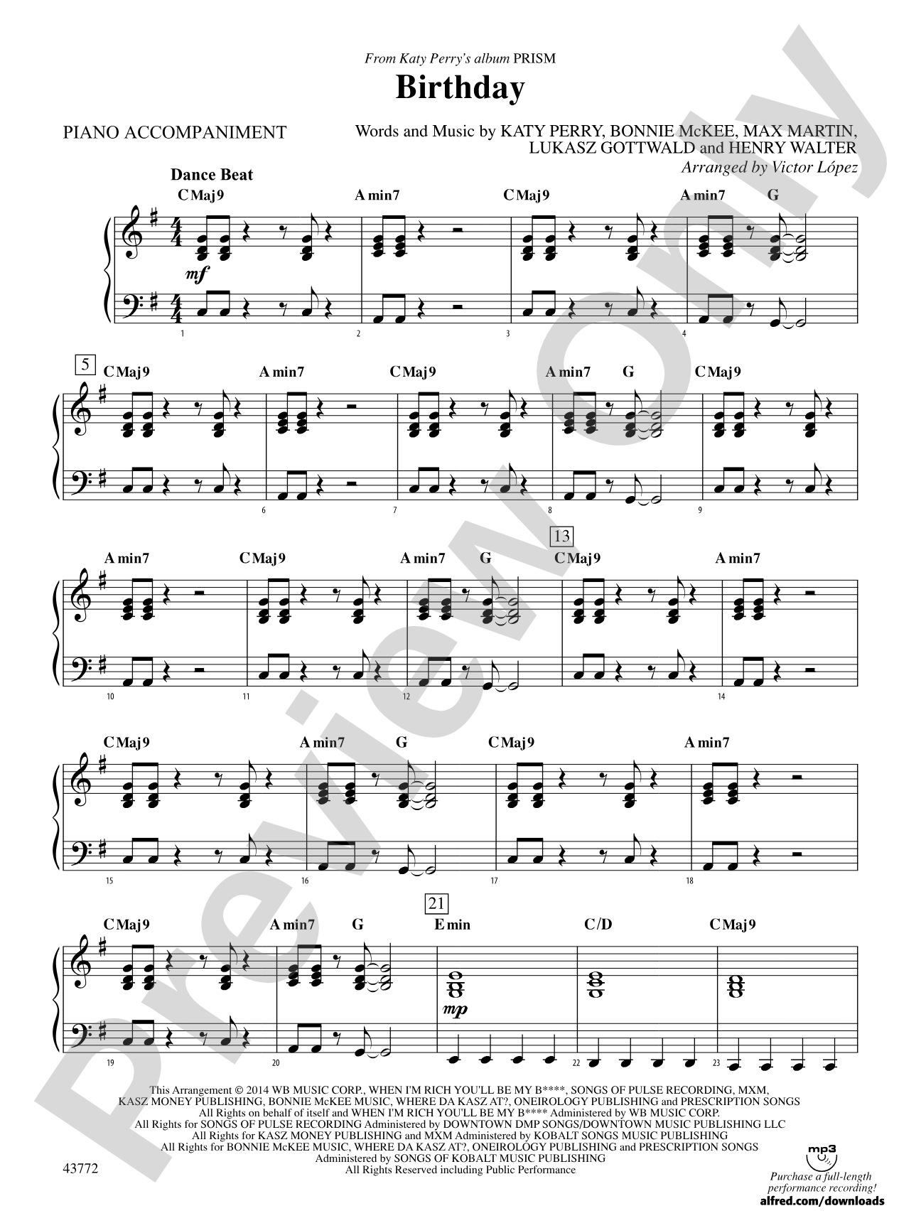 Birthday: Piano Accompaniment