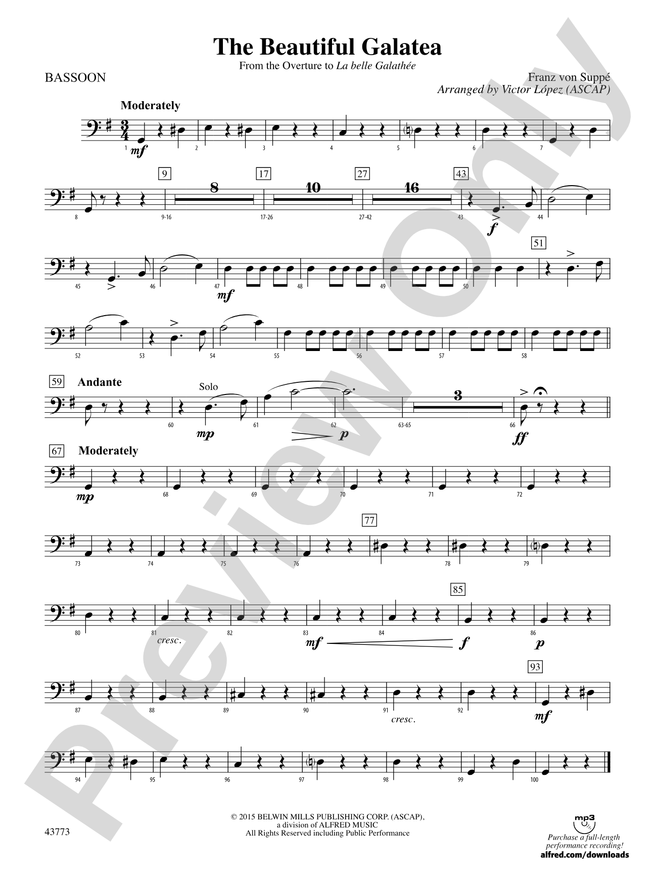 The Beautiful Galatea: Bassoon
