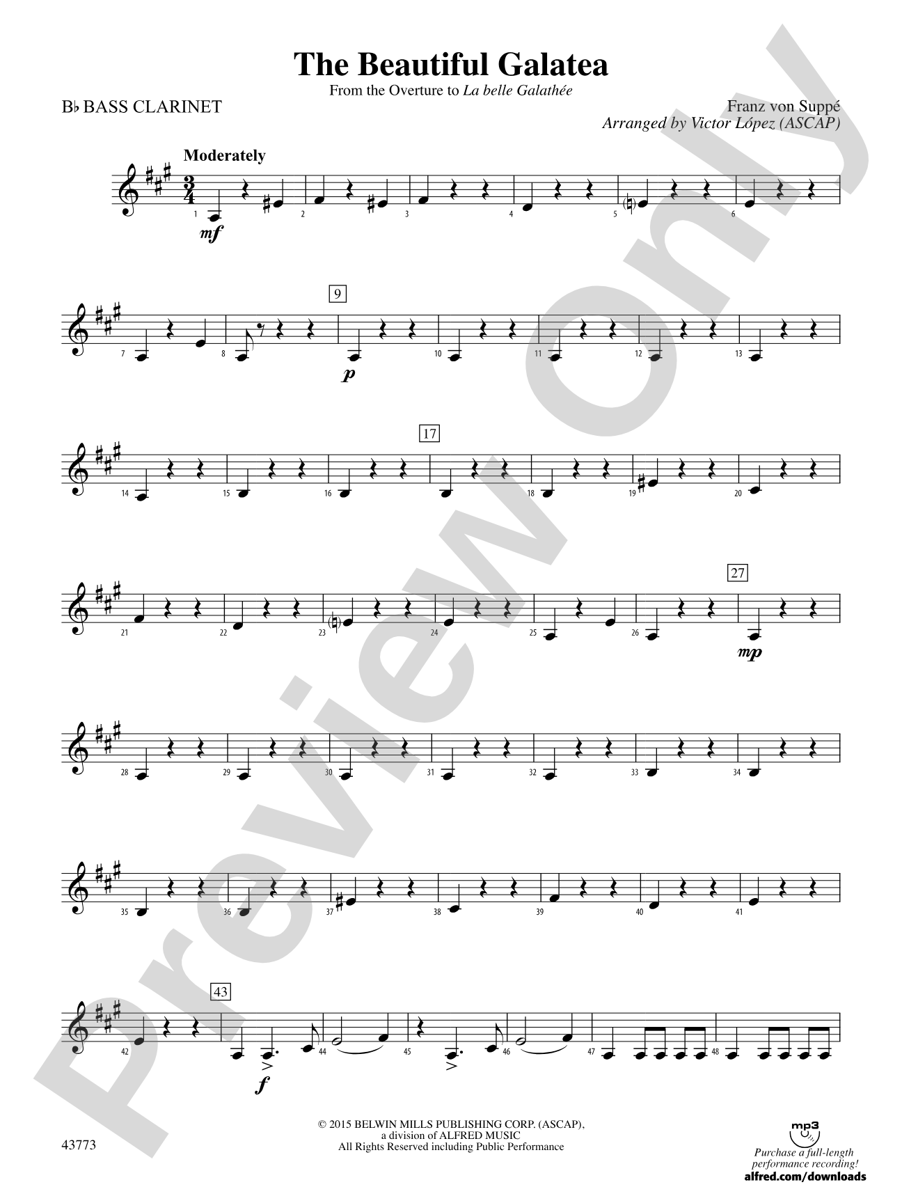 The Beautiful Galatea: B-flat Bass Clarinet