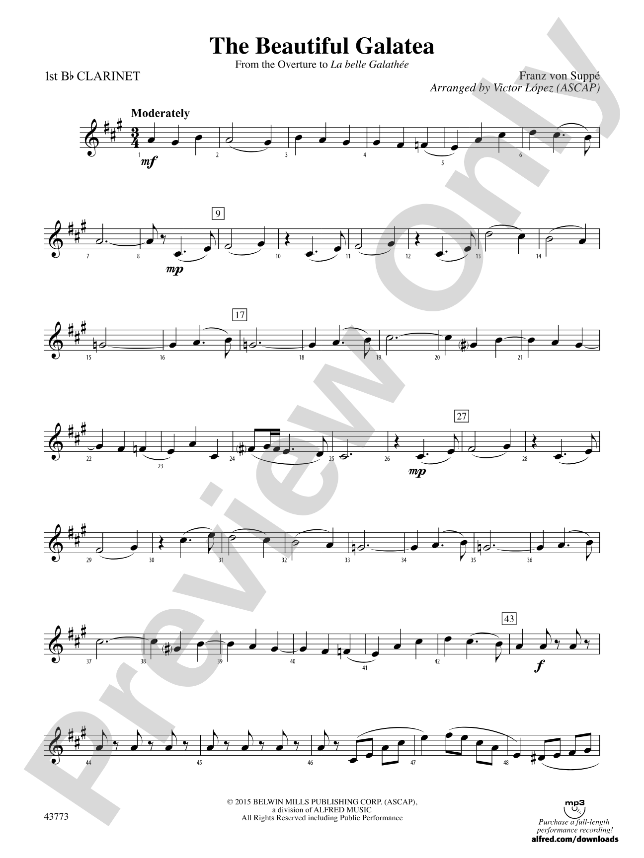 The Beautiful Galatea: 1st B-flat Clarinet