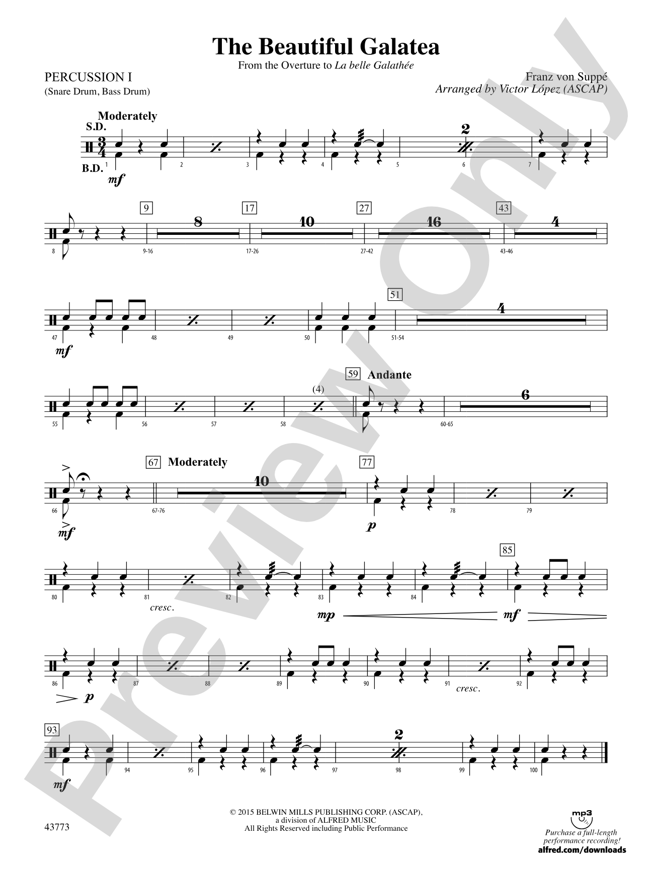 The Beautiful Galatea: 1st Percussion