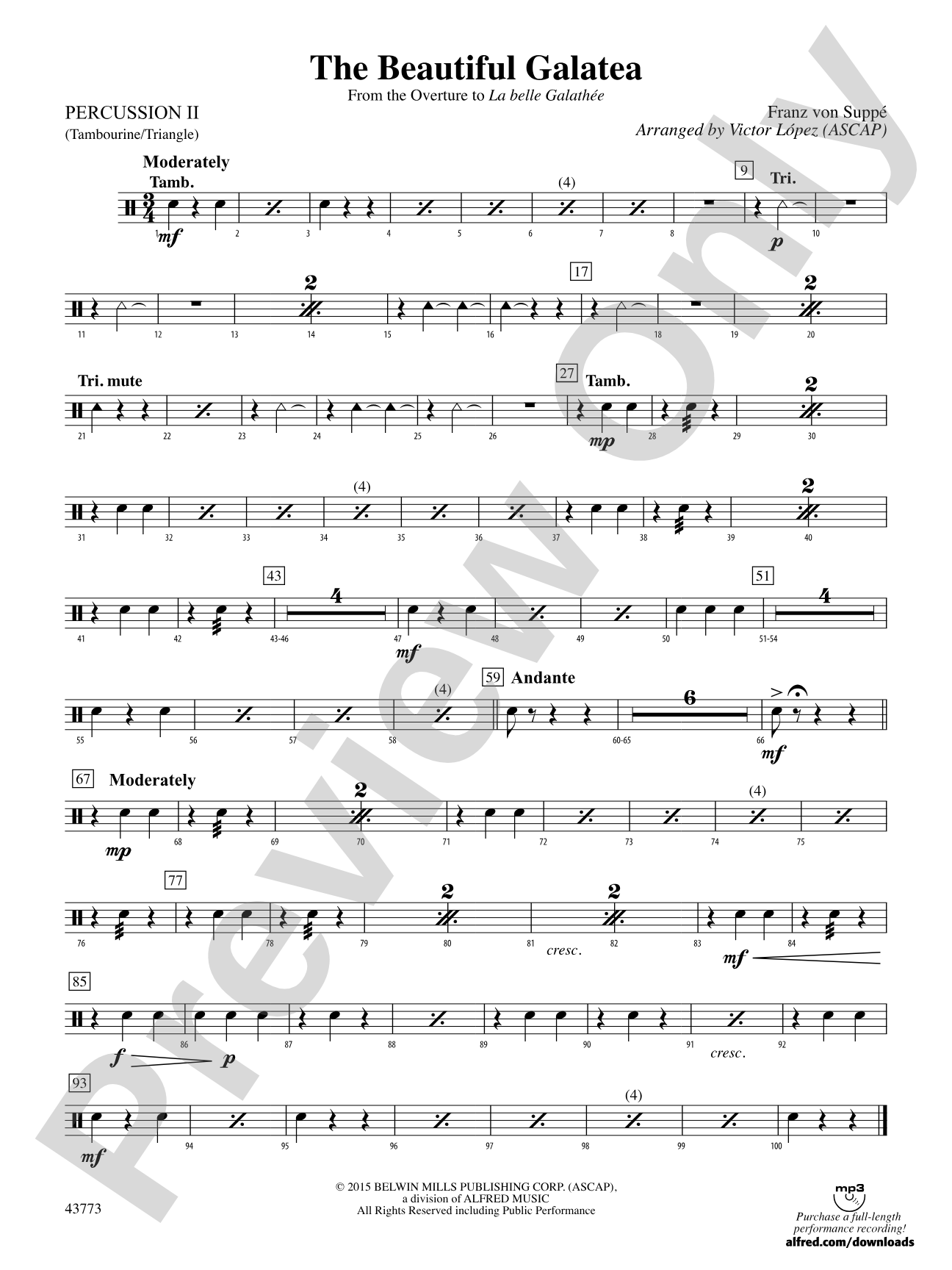 The Beautiful Galatea: 2nd Percussion