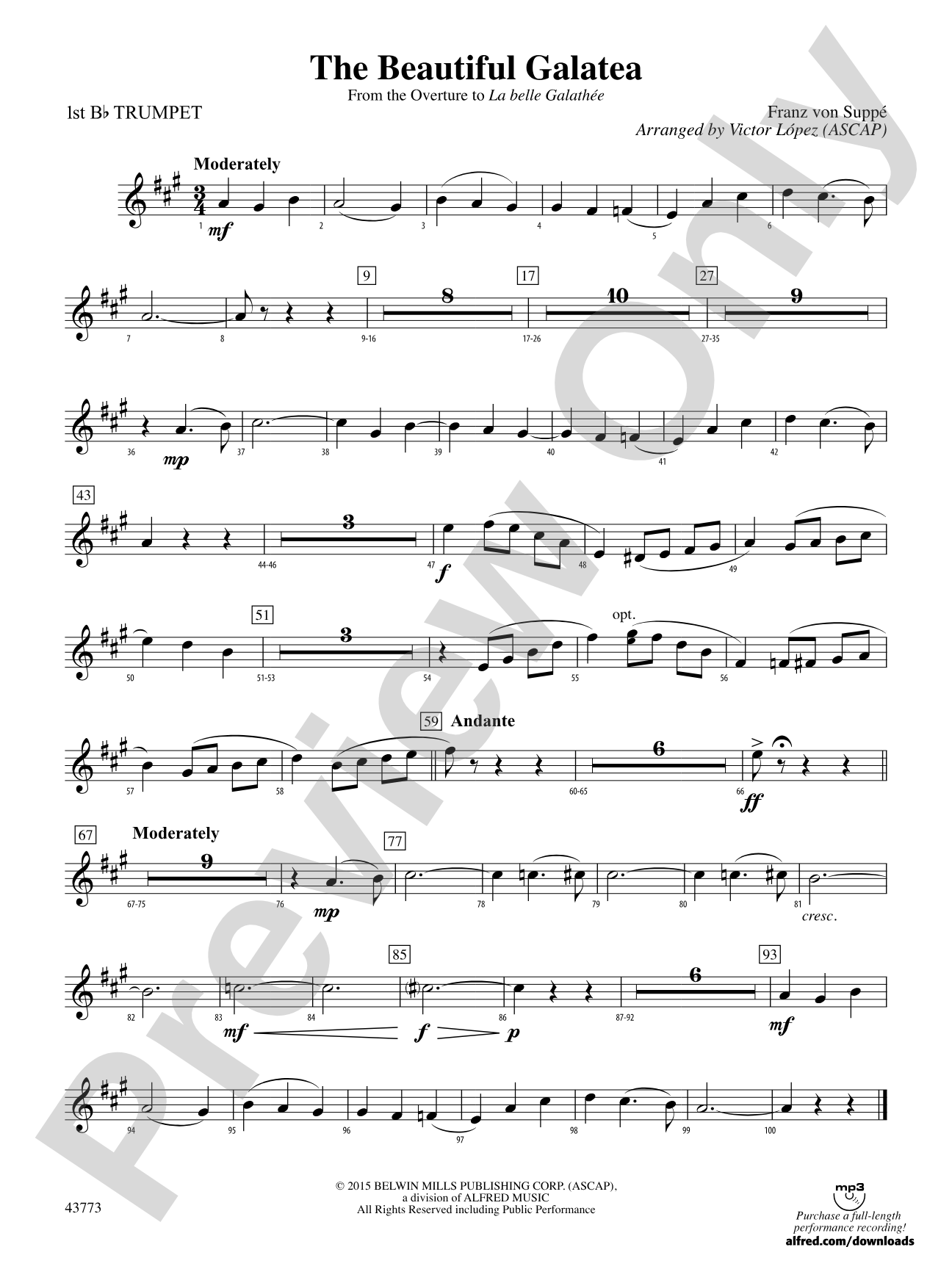 The Beautiful Galatea: 1st B-flat Trumpet