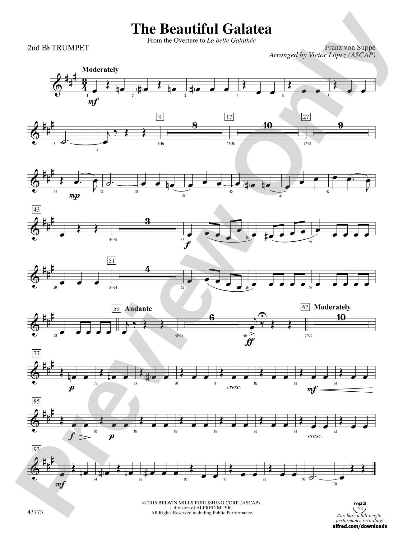The Beautiful Galatea: 2nd B-flat Trumpet
