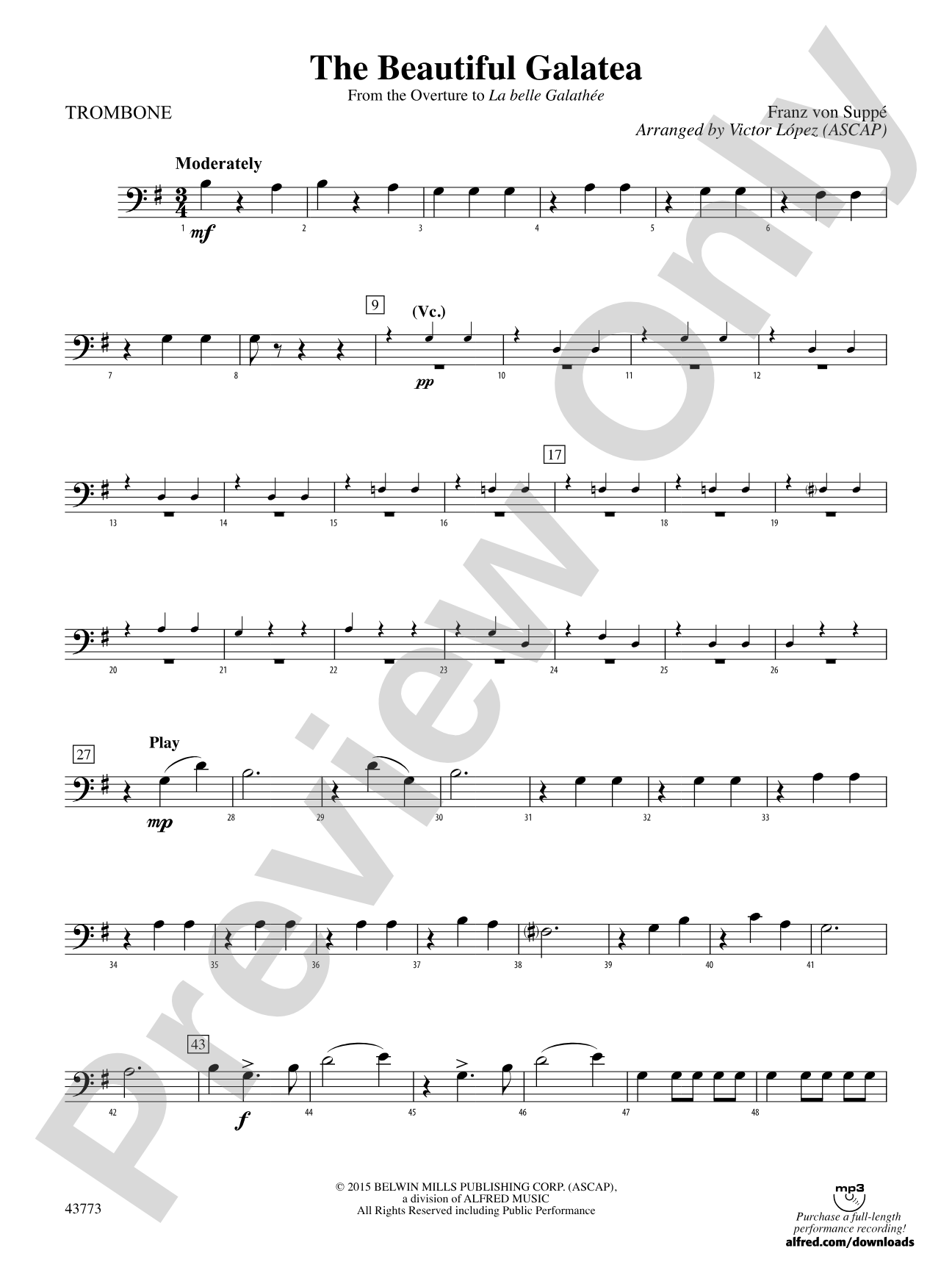 The Beautiful Galatea: 1st Trombone