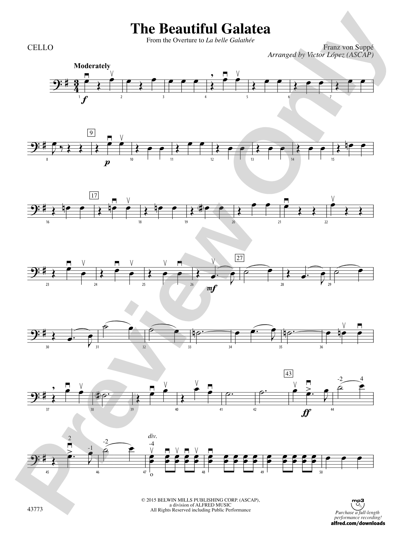 The Beautiful Galatea: Cello