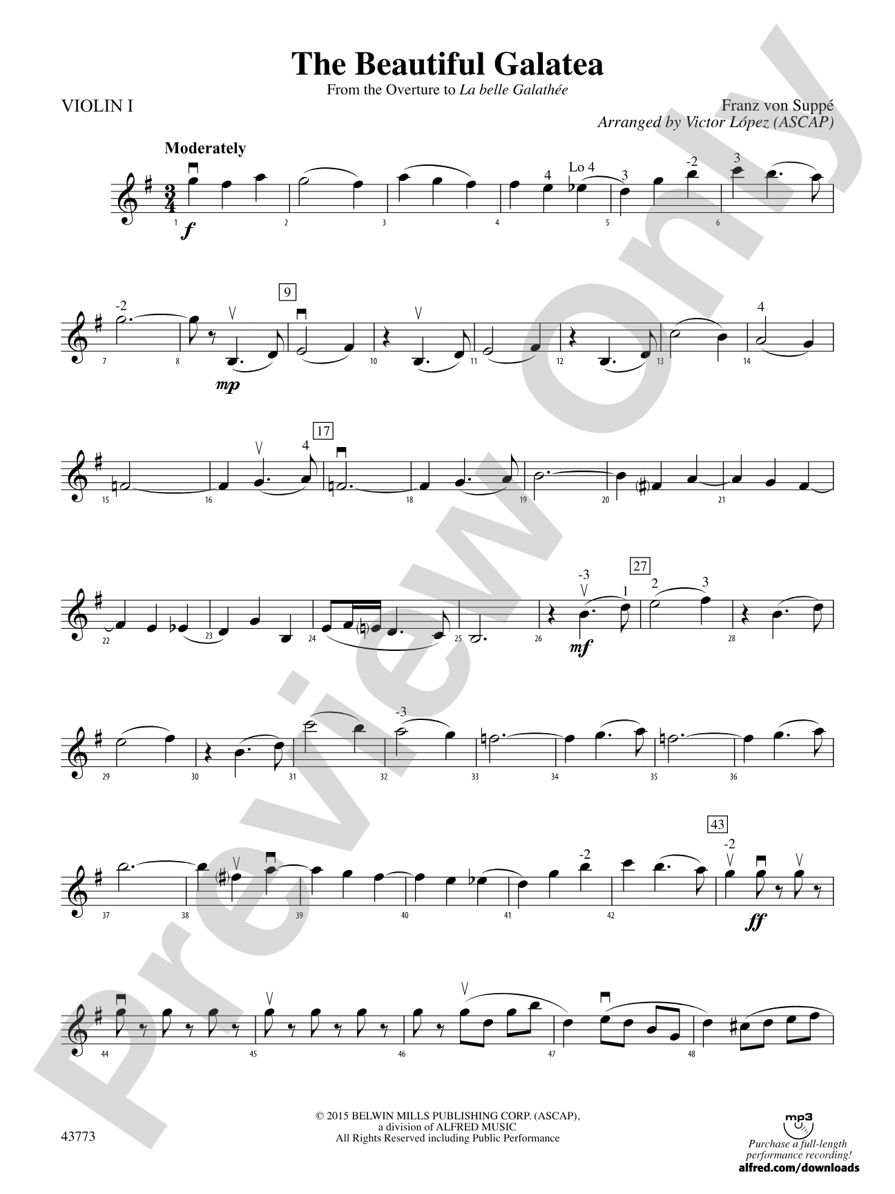 The Beautiful Galatea: 1st Violin