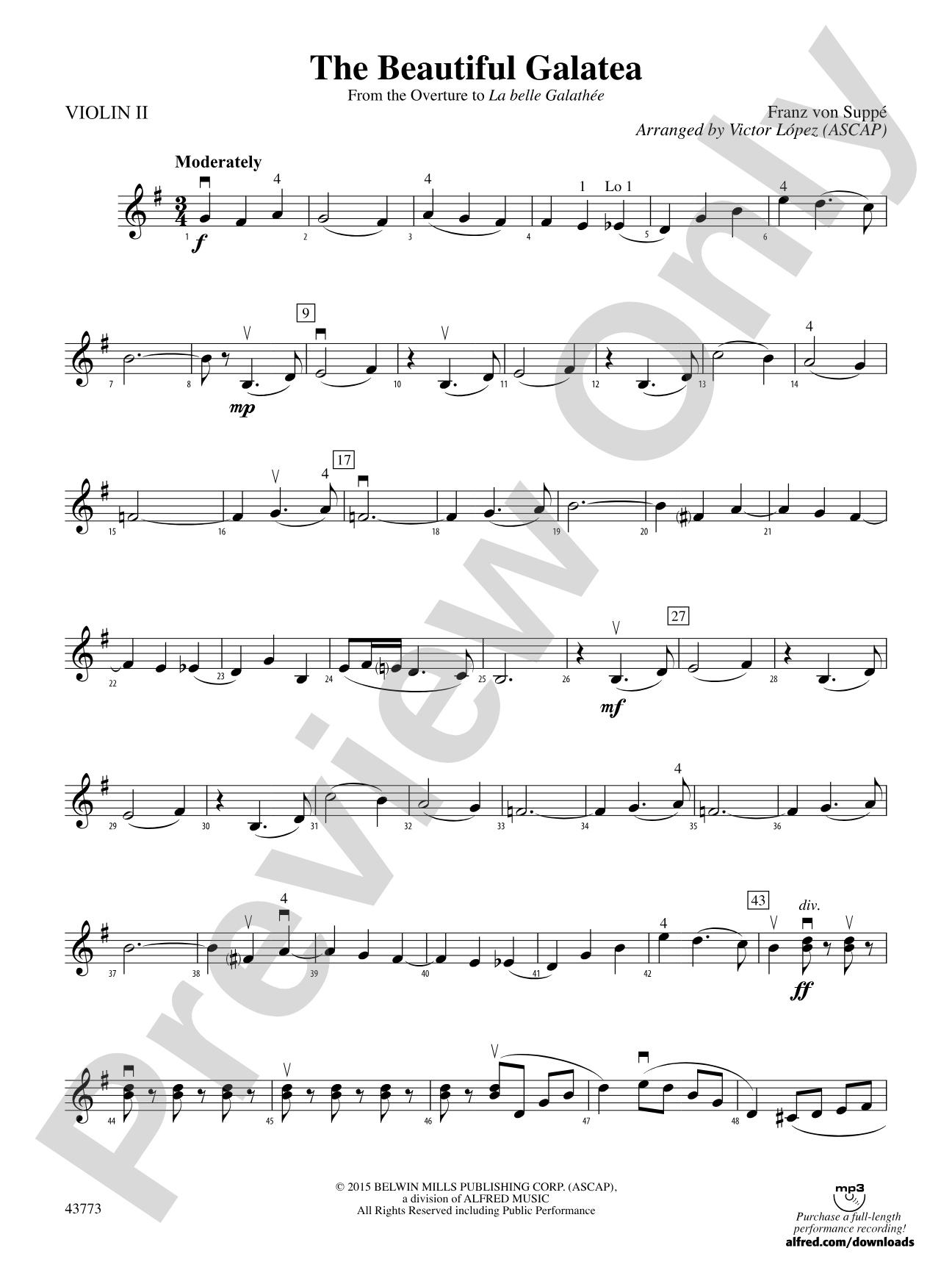 The Beautiful Galatea: 2nd Violin