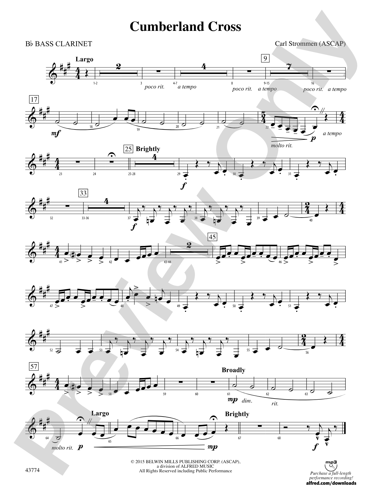 Cumberland Cross: B-flat Bass Clarinet