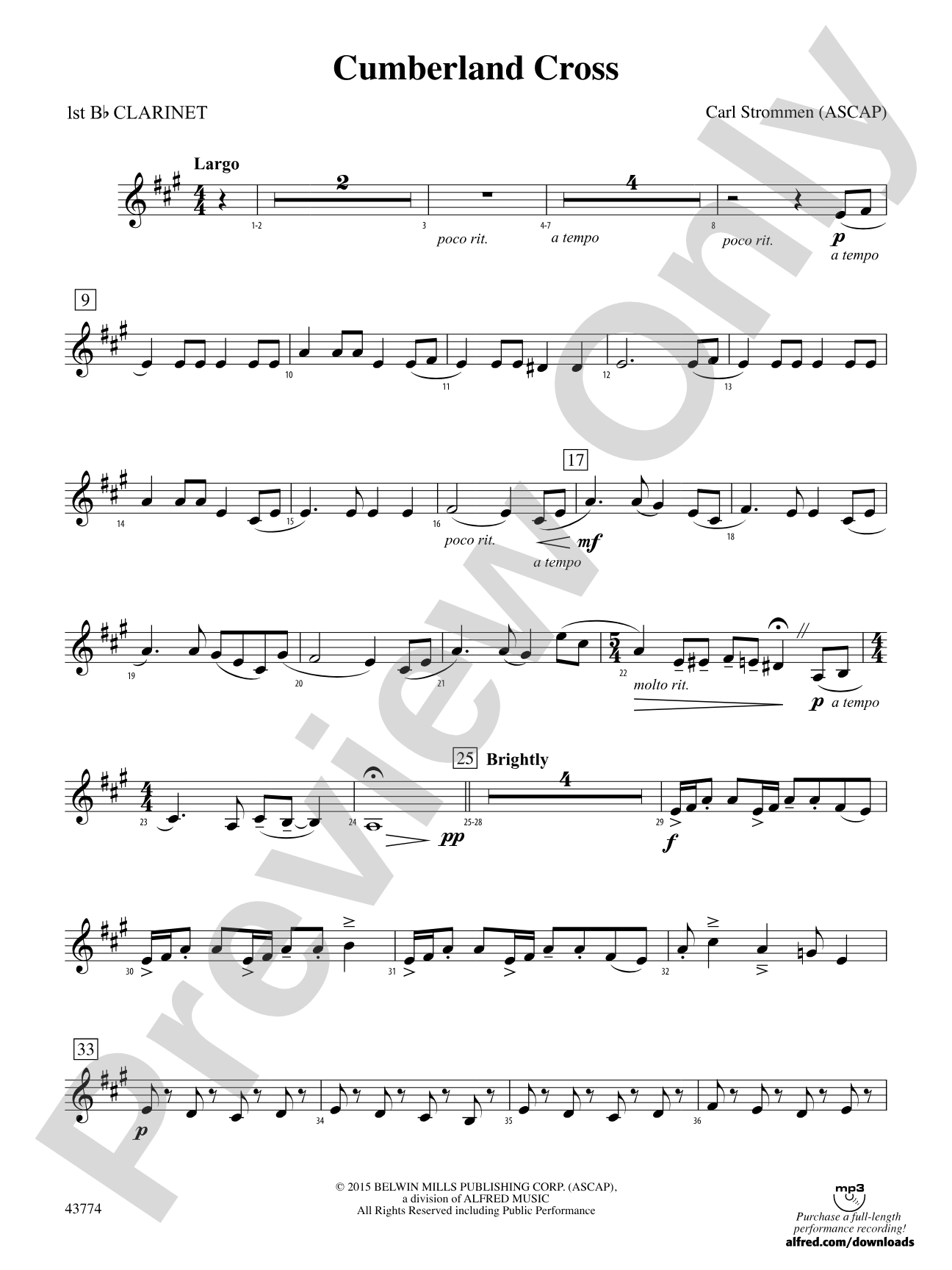 Cumberland Cross: 1st B-flat Clarinet