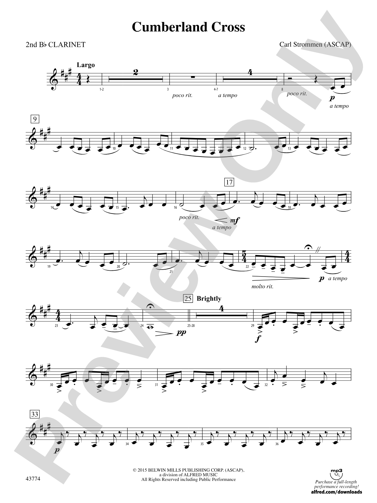 Cumberland Cross: 2nd B-flat Clarinet