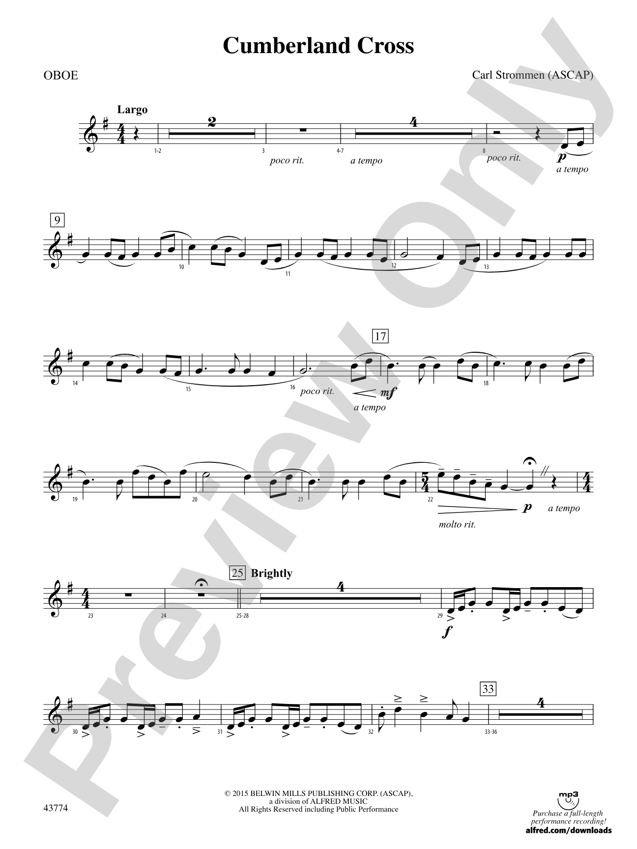 Cumberland Cross: Oboe