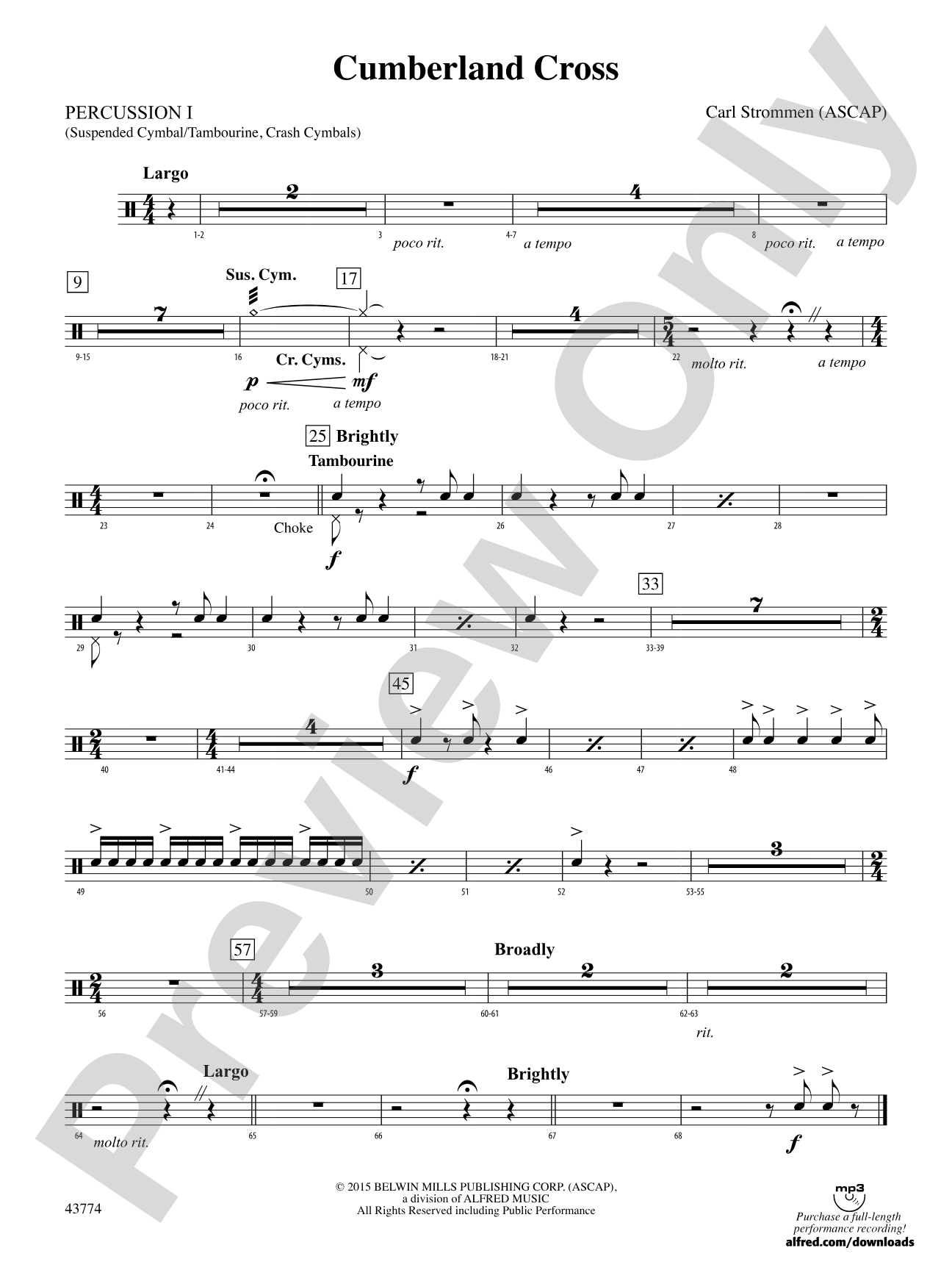 Cumberland Cross: 1st Percussion