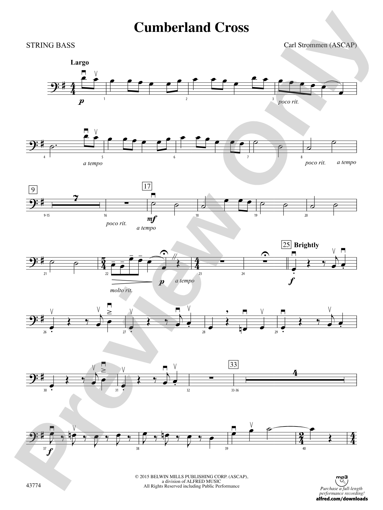 Cumberland Cross: String Bass