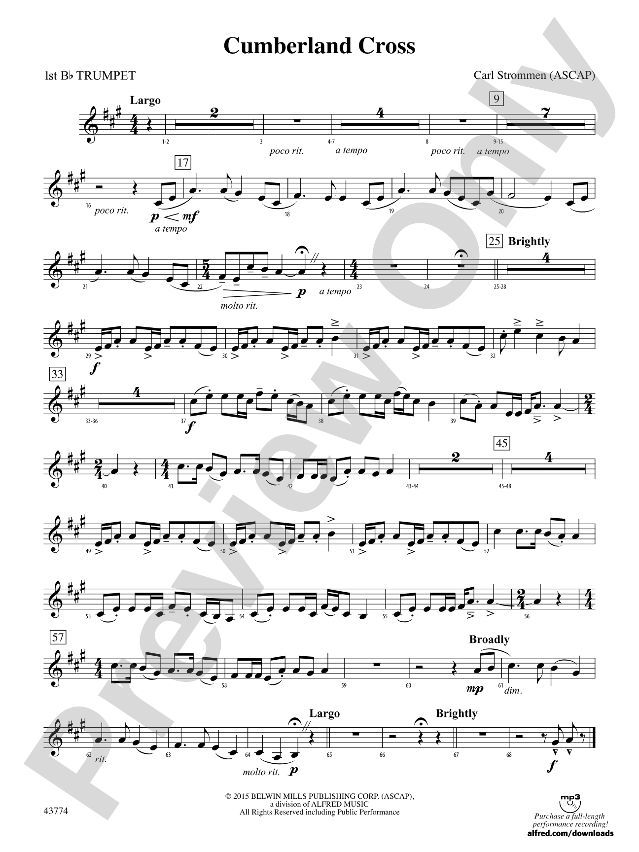 Cumberland Cross: 1st B-flat Trumpet