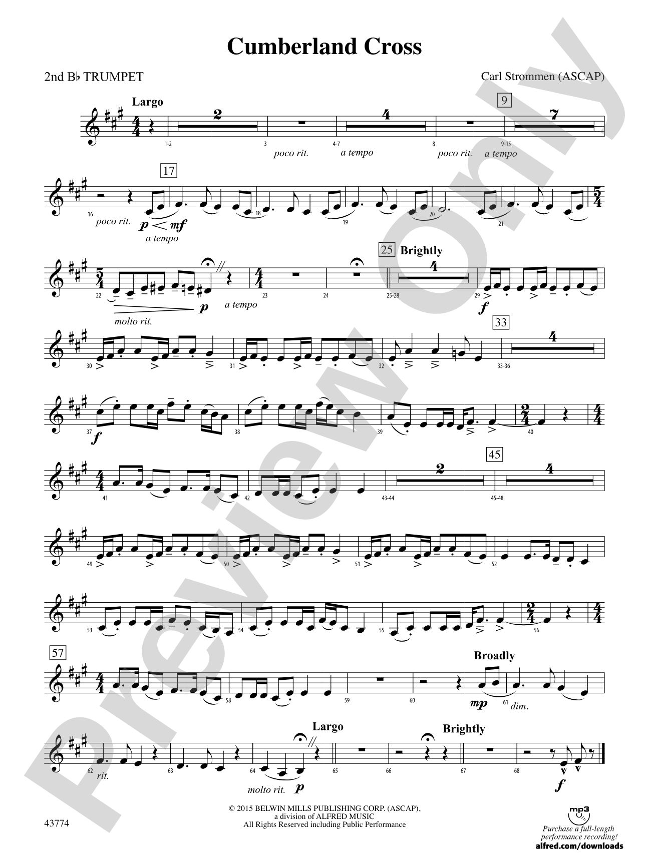 Cumberland Cross: 2nd B-flat Trumpet