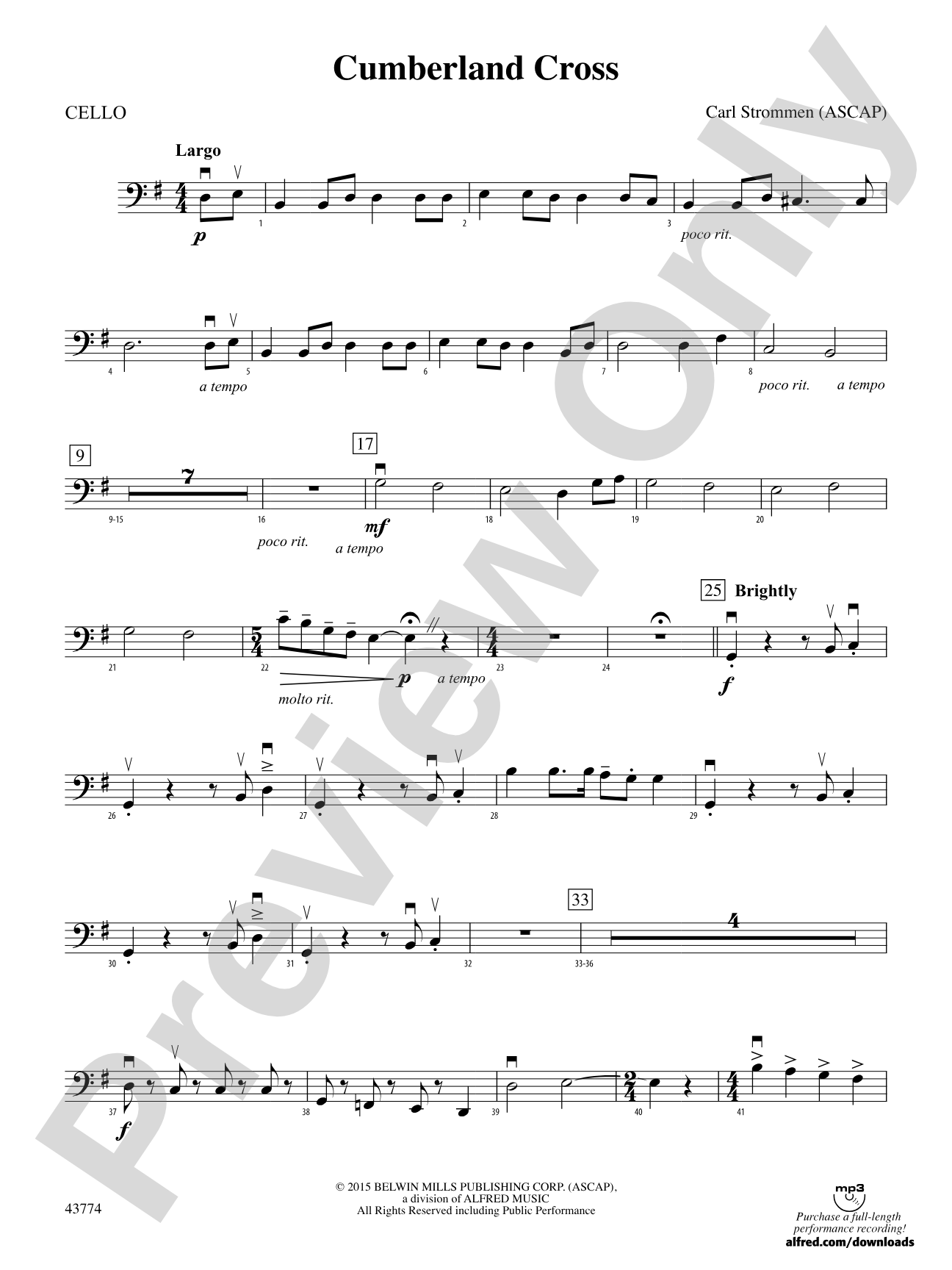 Cumberland Cross: Cello