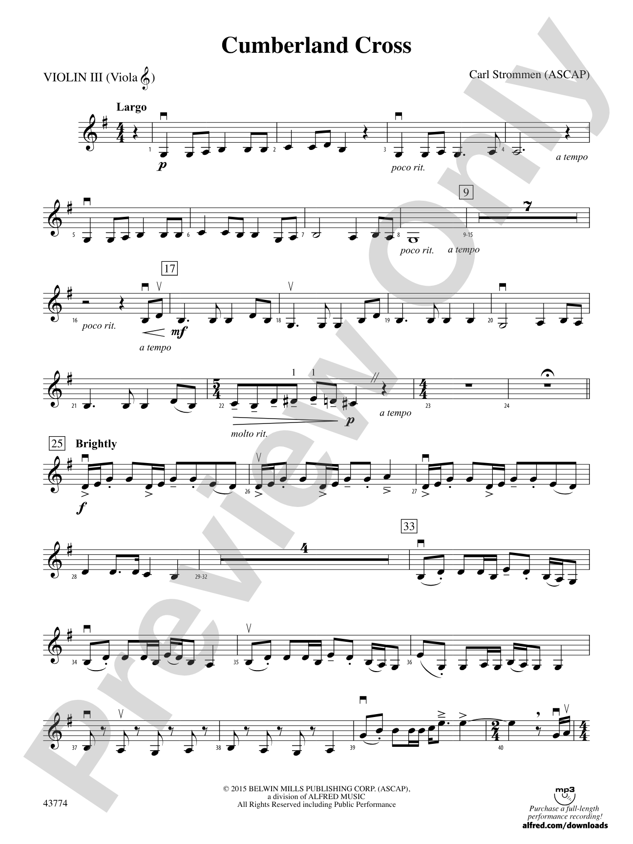 Cumberland Cross: 3rd Violin (Viola [TC])