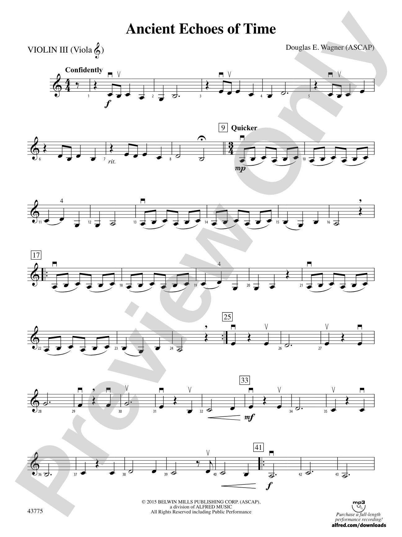 Ancient Echoes of Time: 3rd Violin (Viola [TC])