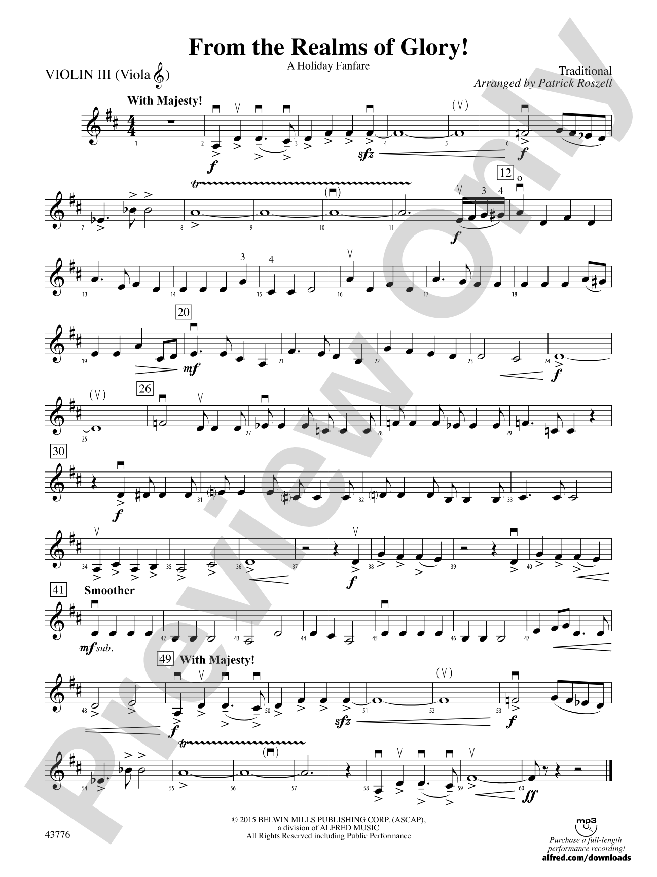 From the Realms of Glory!: 3rd Violin (Viola [TC])