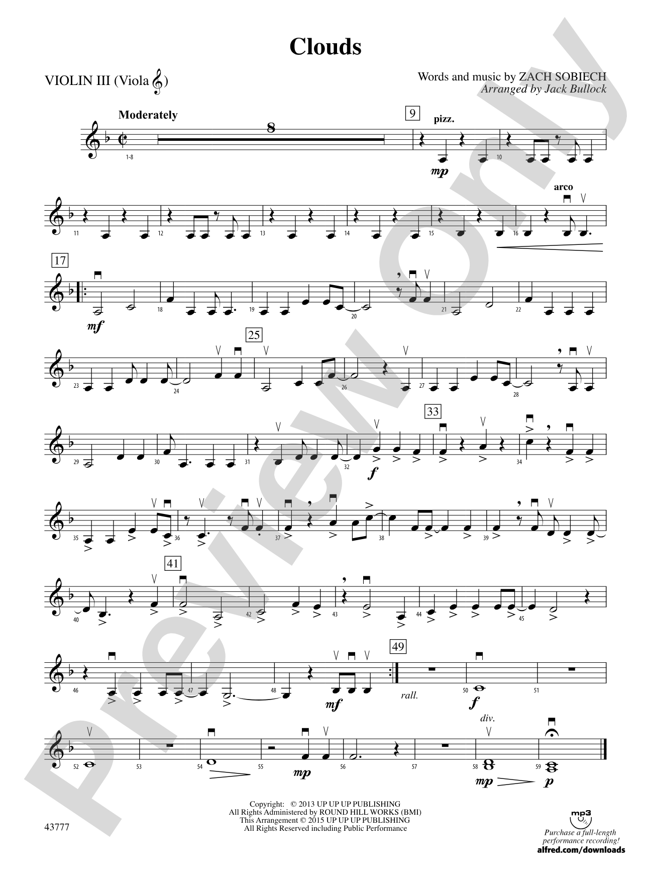 Clouds: 3rd Violin (Viola [TC])