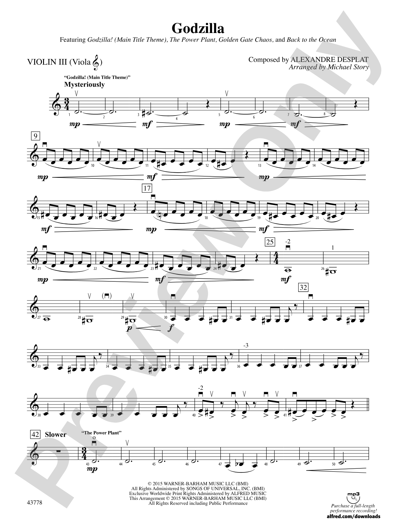 Godzilla: 3rd Violin (Viola [TC])