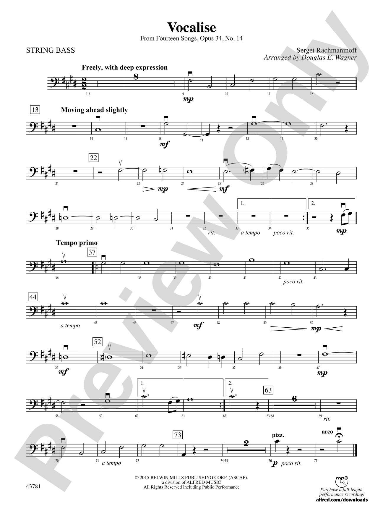 Vocalise: String Bass