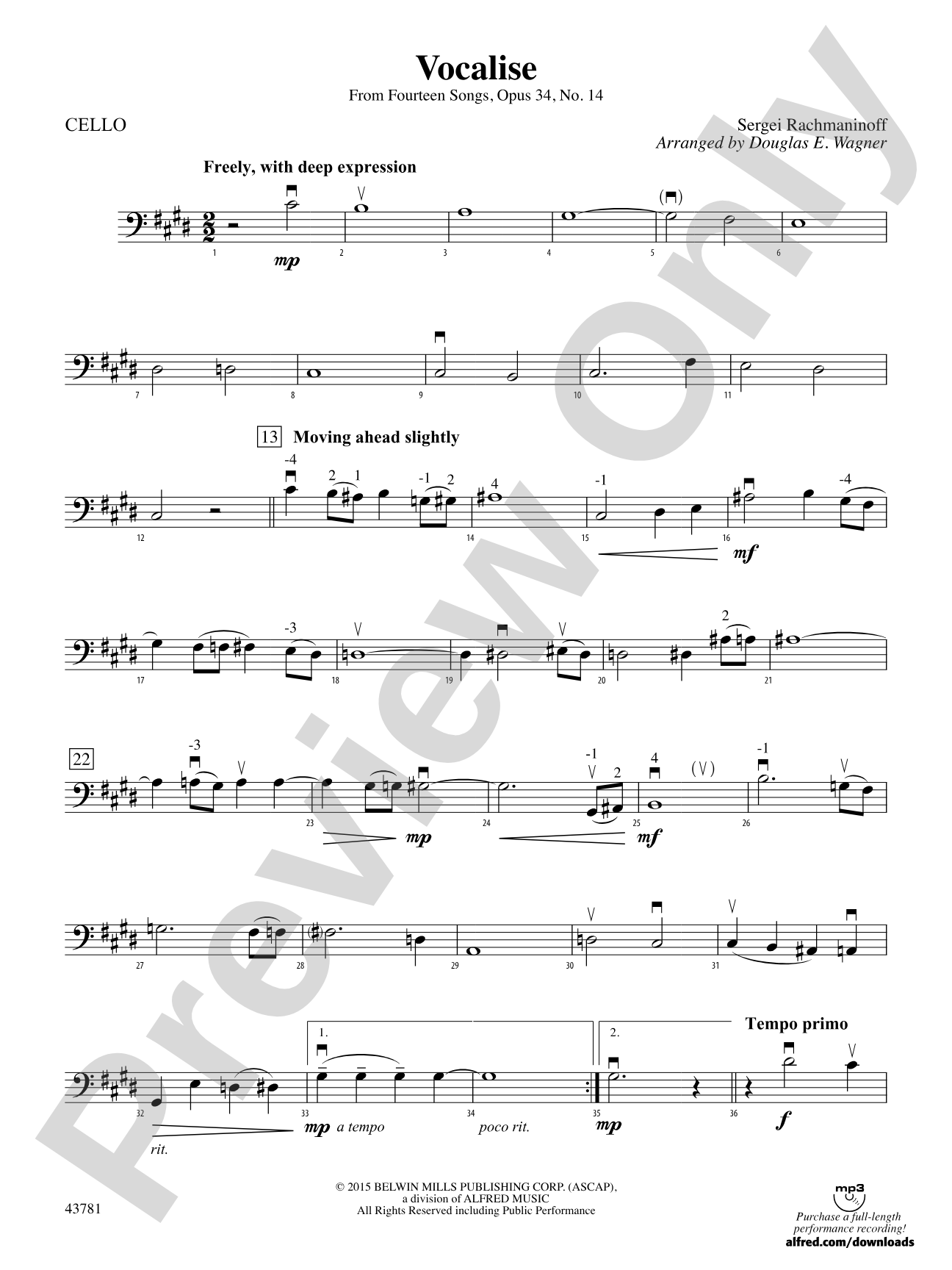 Vocalise: Cello