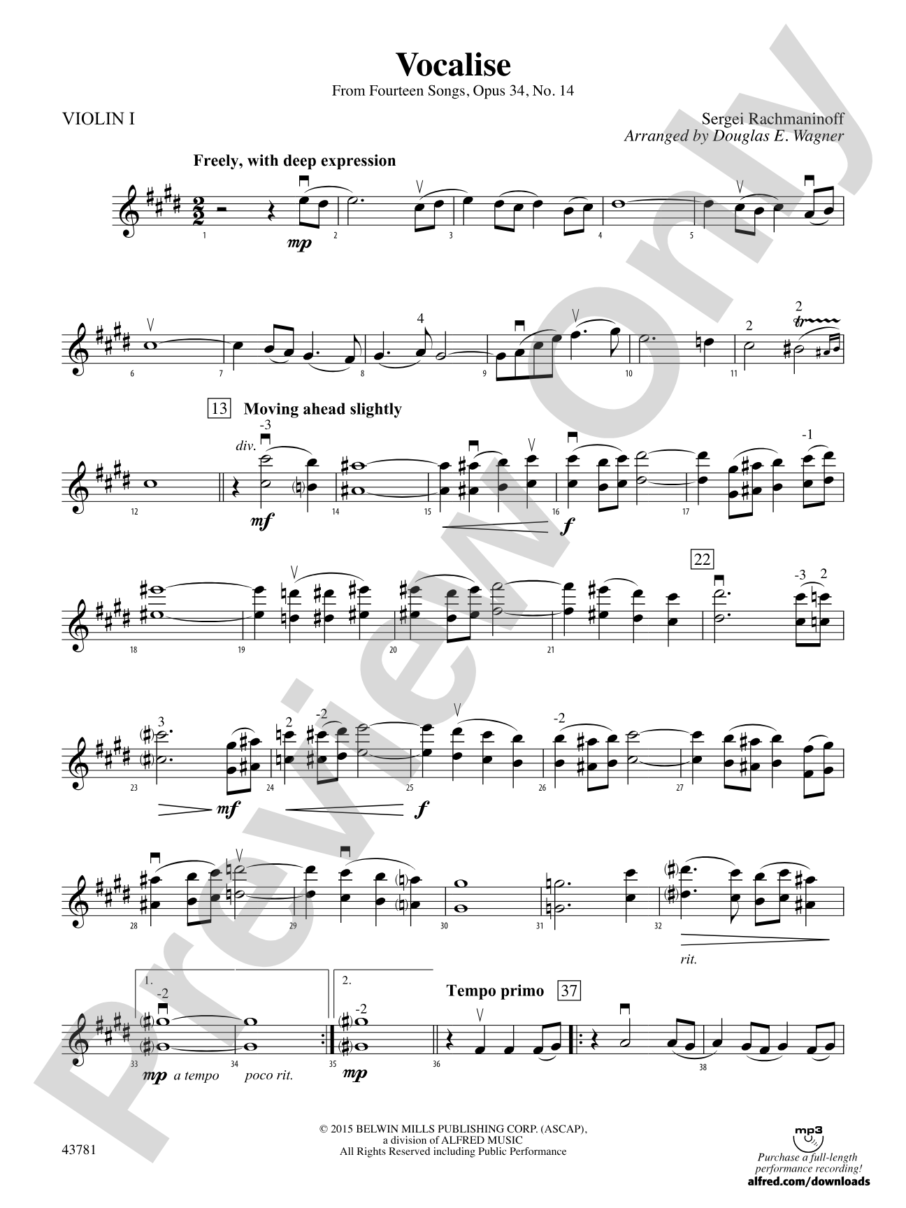 Vocalise: 1st Violin