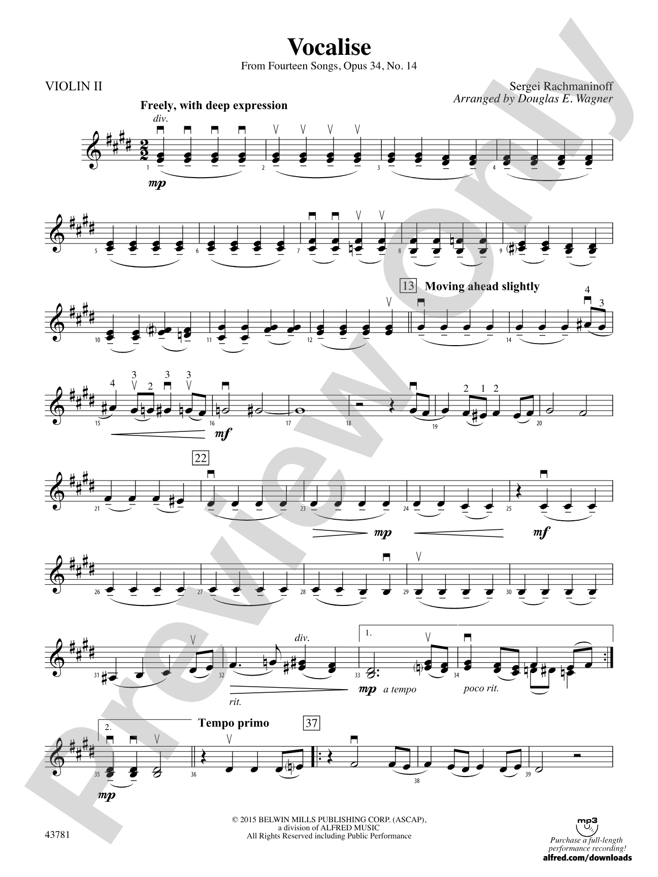 Vocalise: 2nd Violin