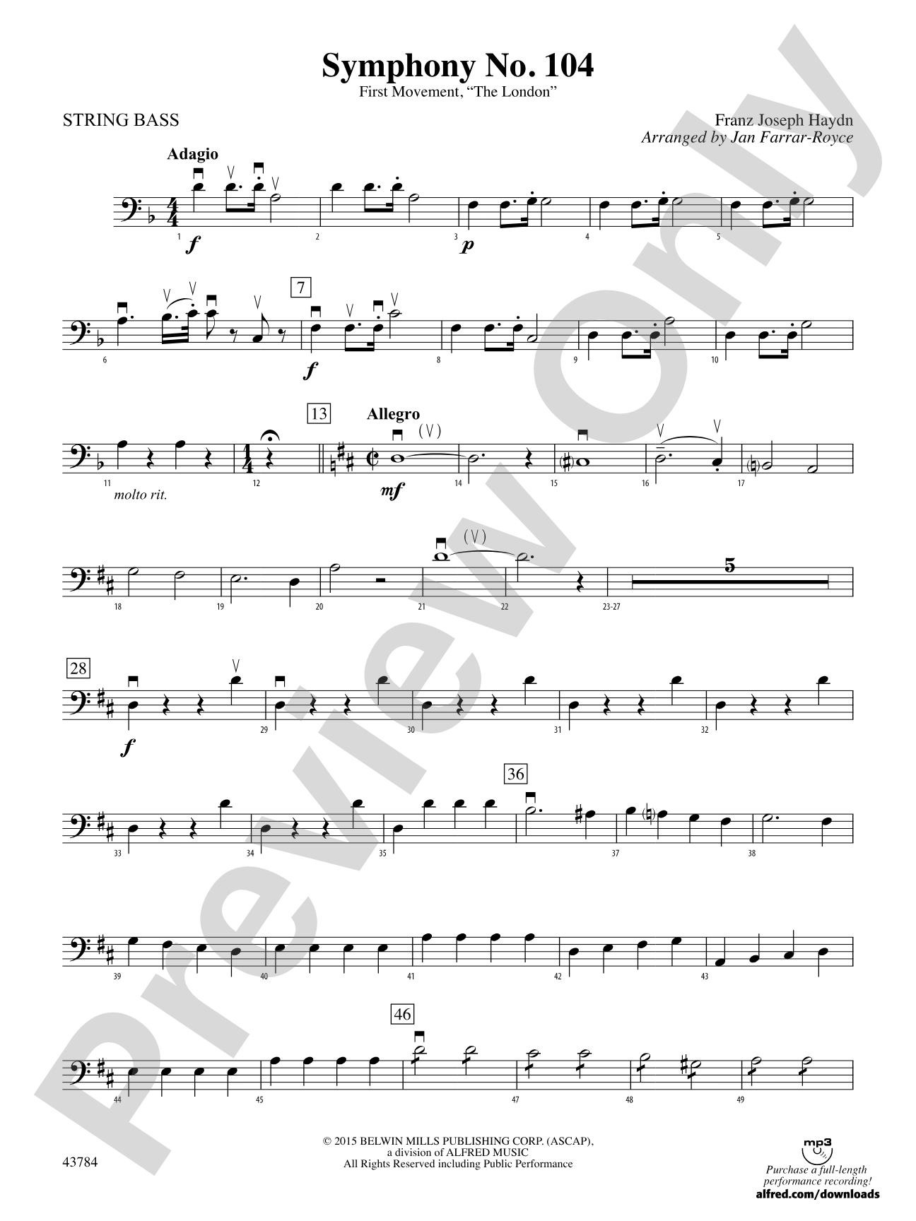 Symphony No. 104: String Bass