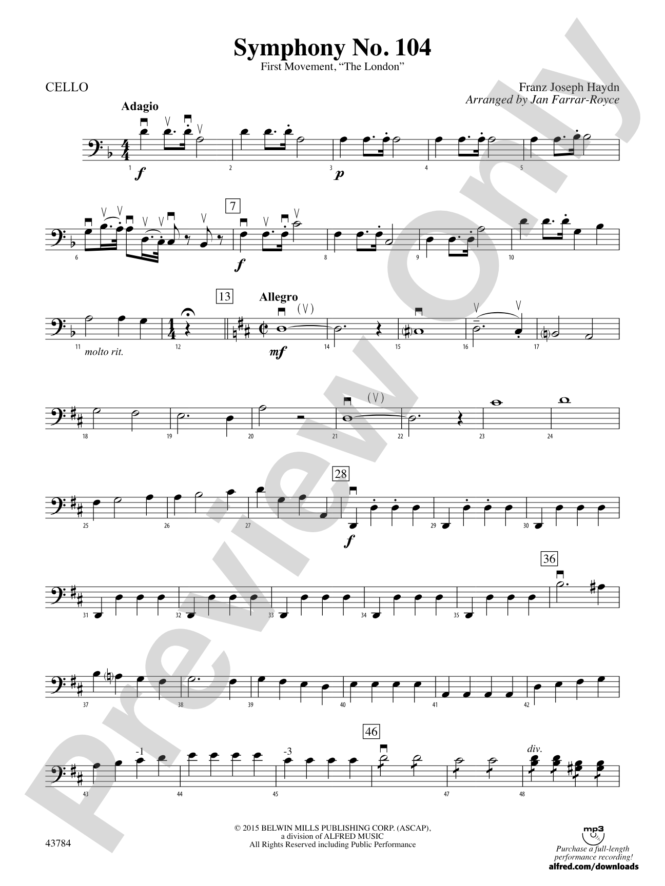 Symphony No. 104: Cello