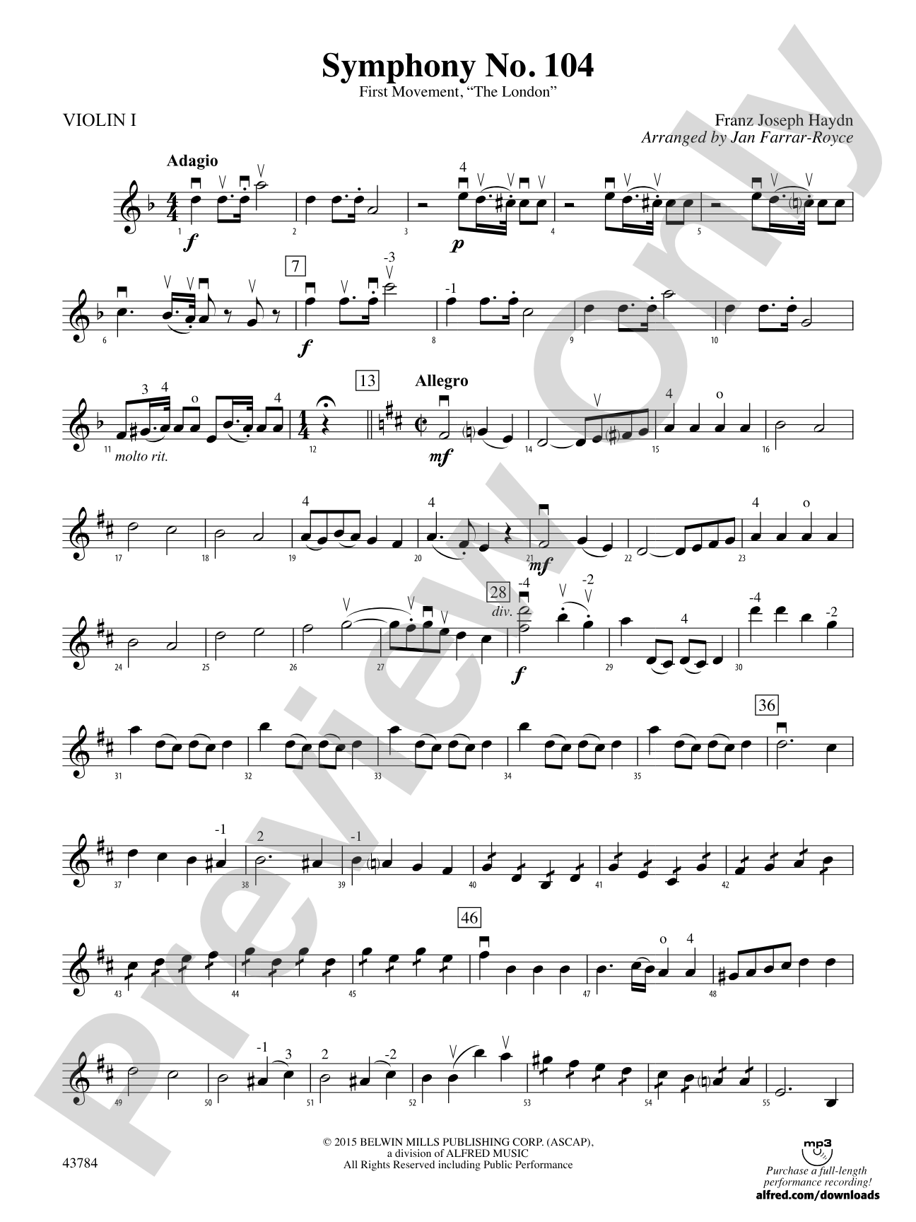 Symphony No. 104: 1st Violin