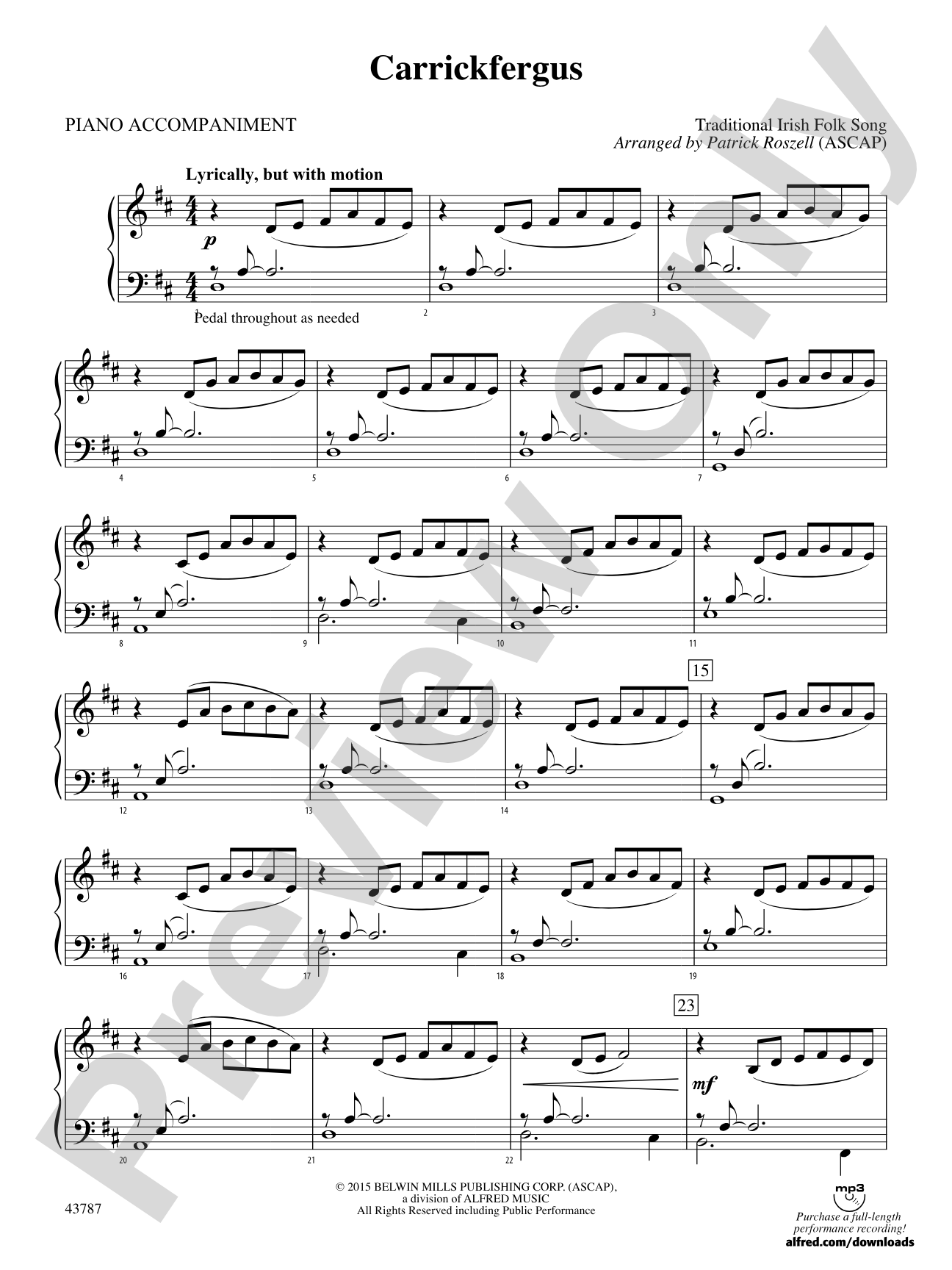 Carrickfergus: Piano Accompaniment