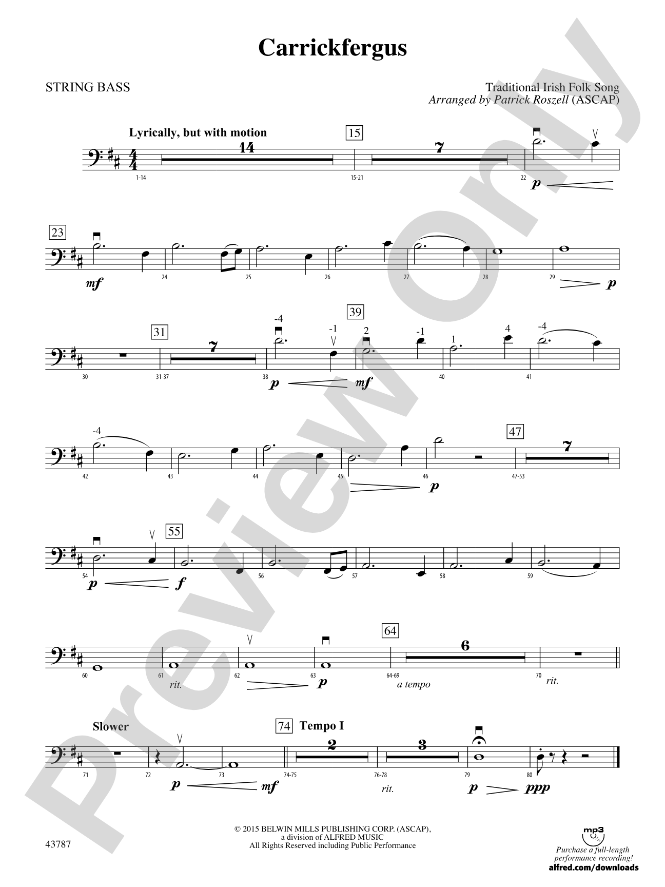 Carrickfergus: String Bass