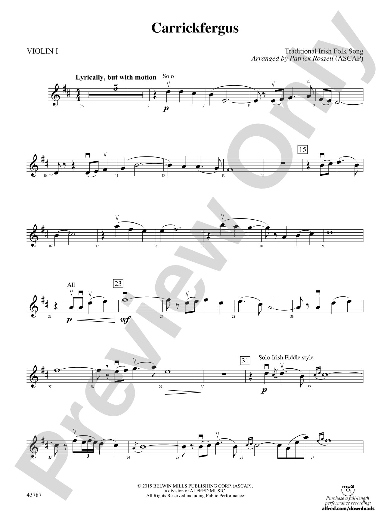 Carrickfergus: 1st Violin