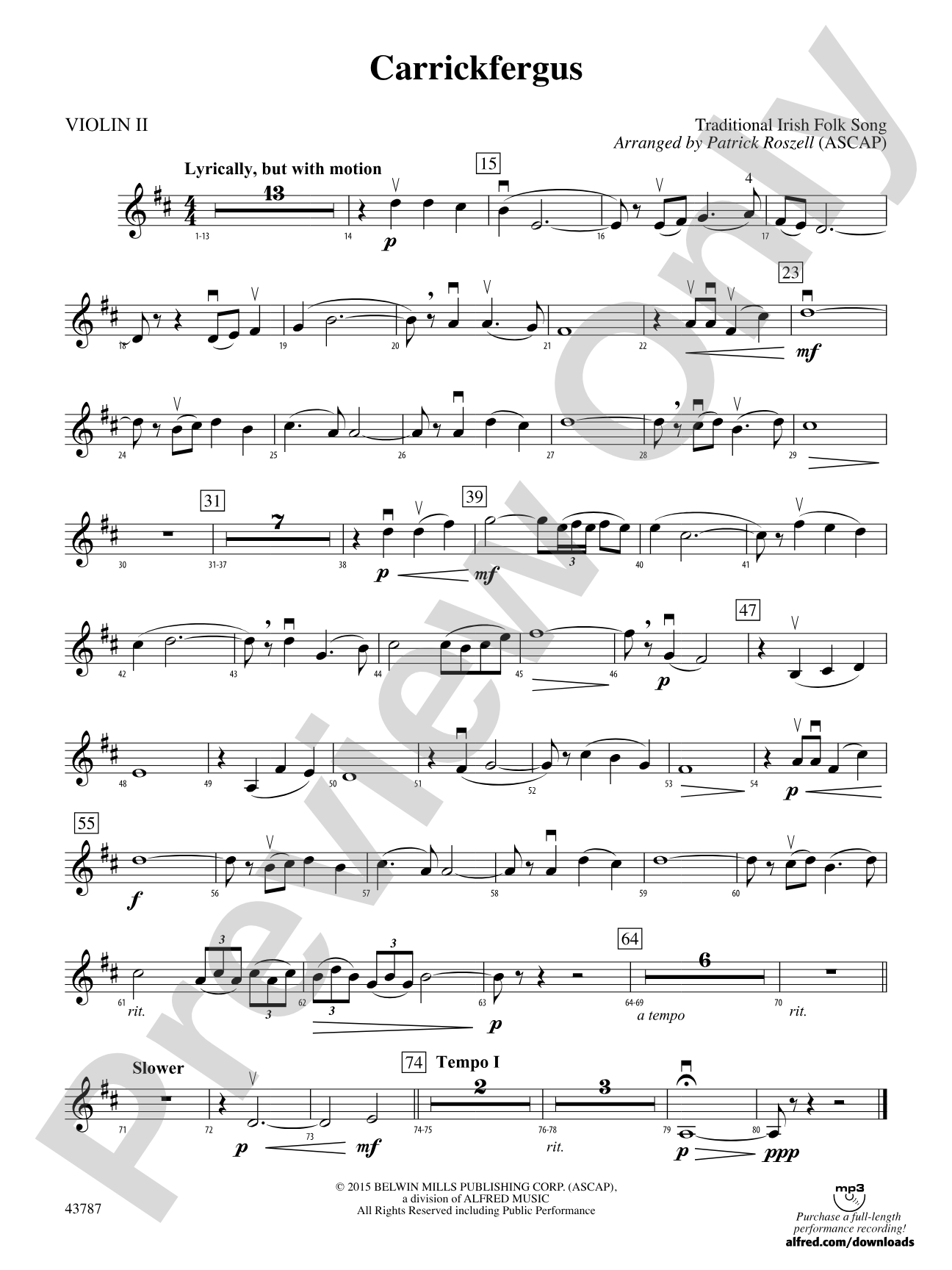 Carrickfergus: 2nd Violin