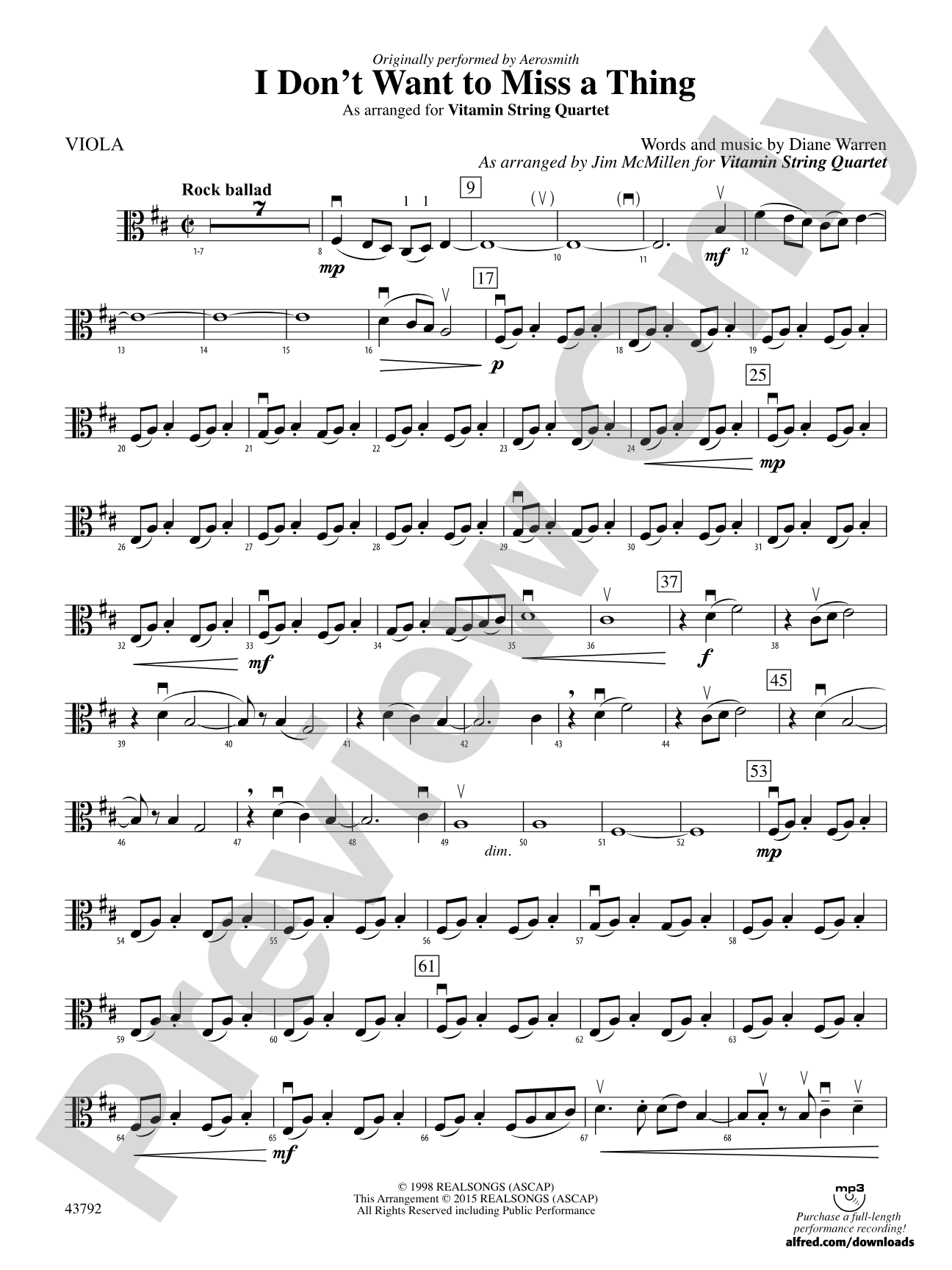 I Don't Want to Miss a Thing: Viola