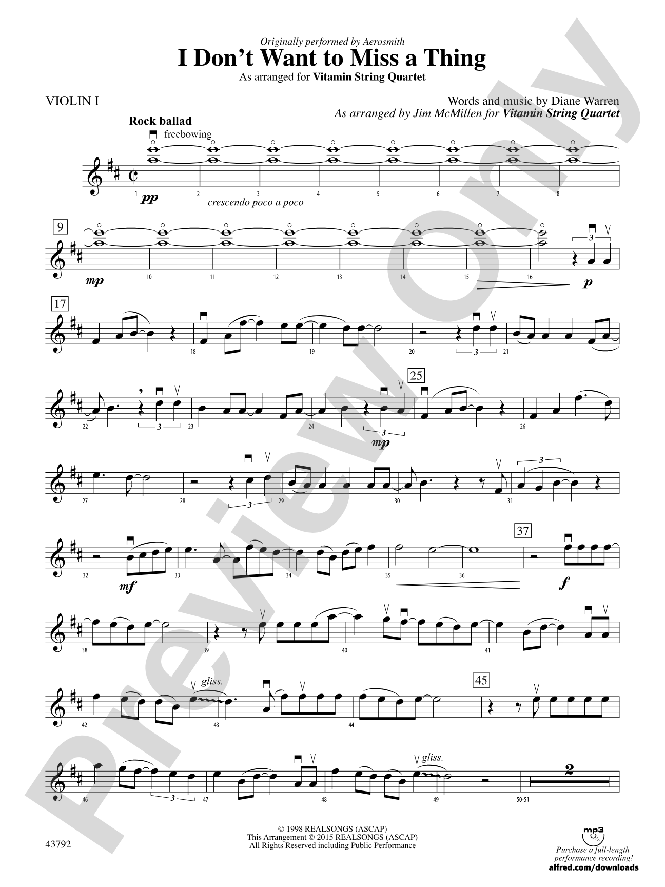 I Don't Want to Miss a Thing: 1st Violin