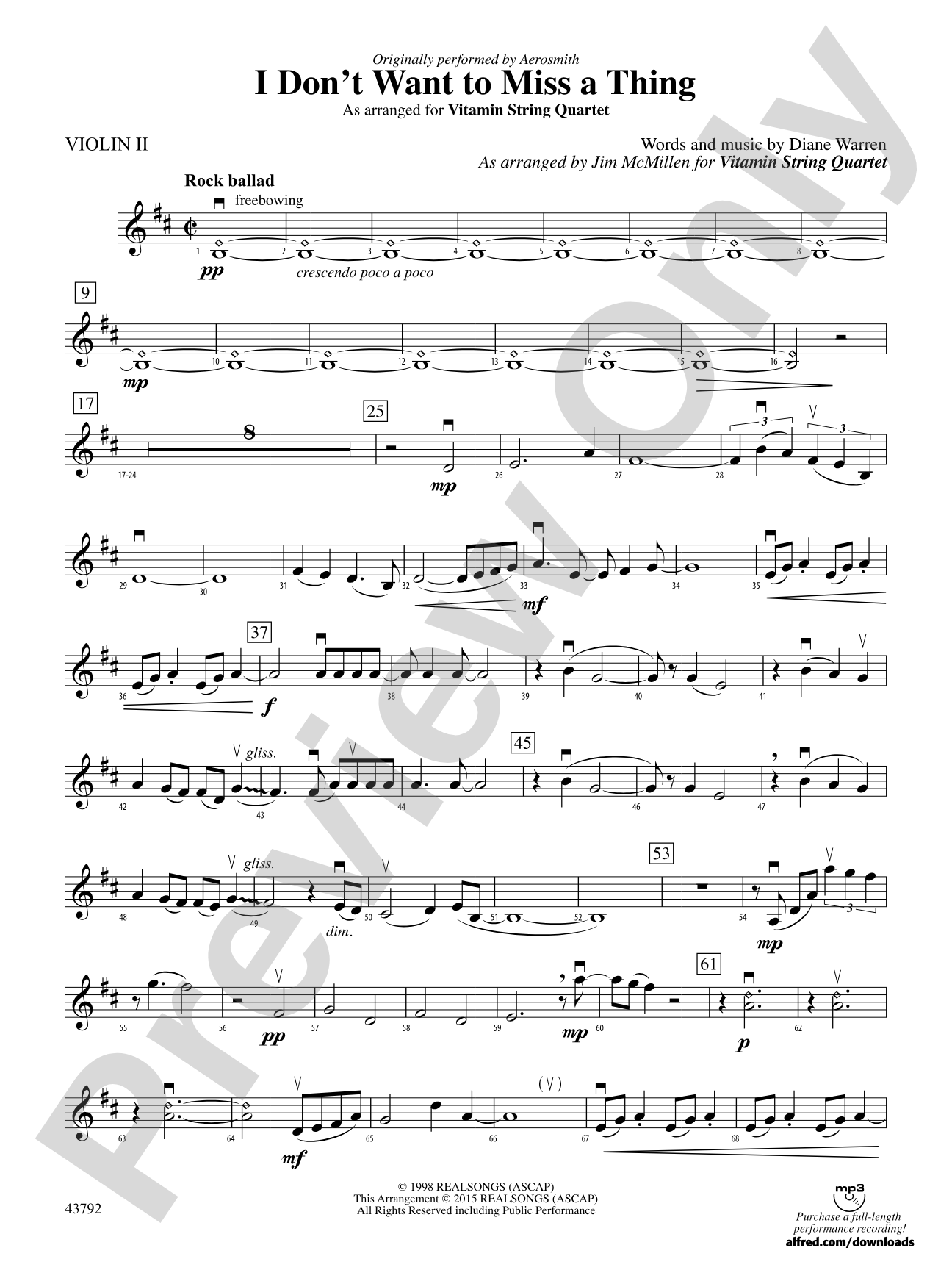 I Don't Want to Miss a Thing: 2nd Violin