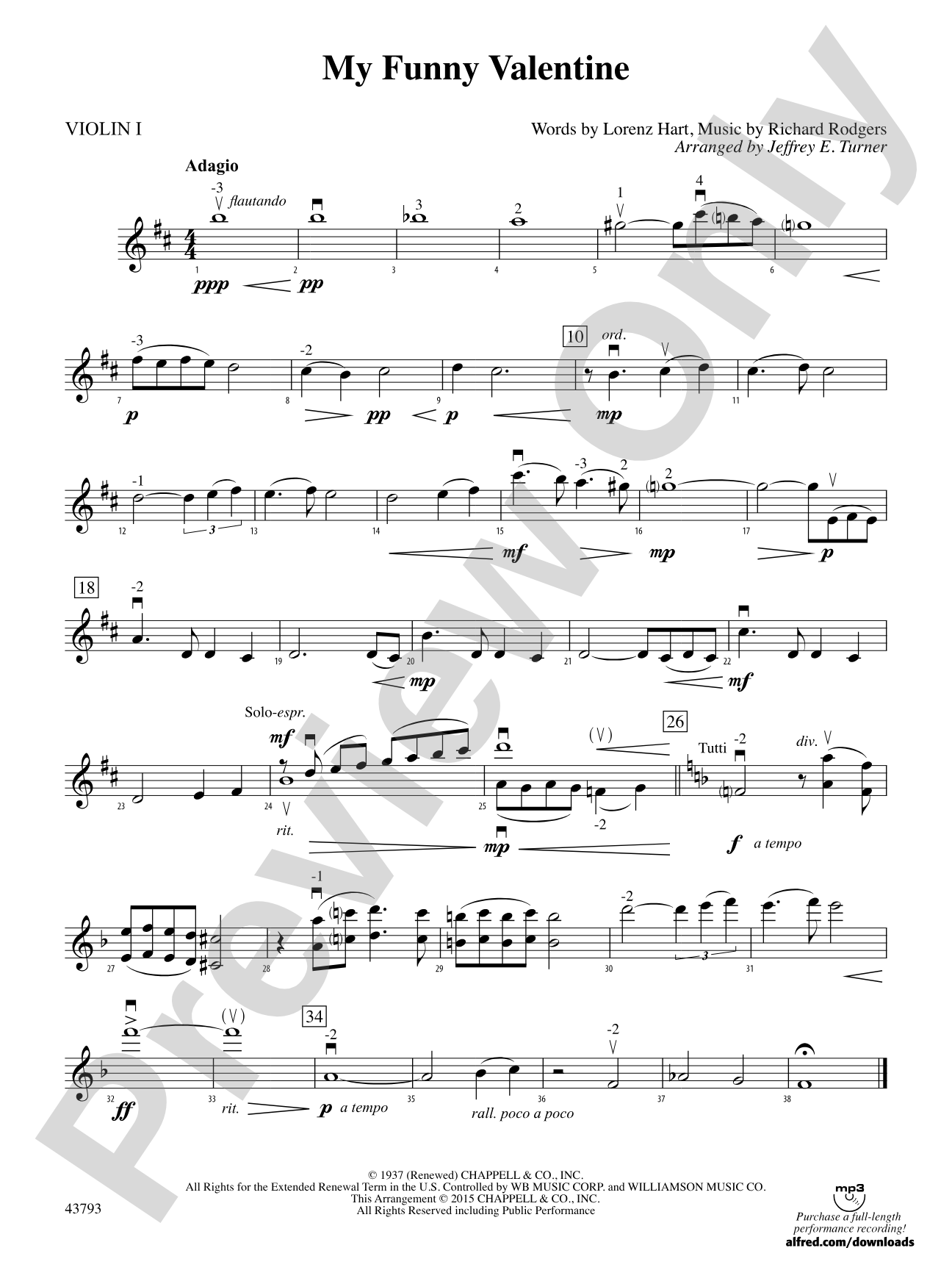 My Funny Valentine: 1st Violin