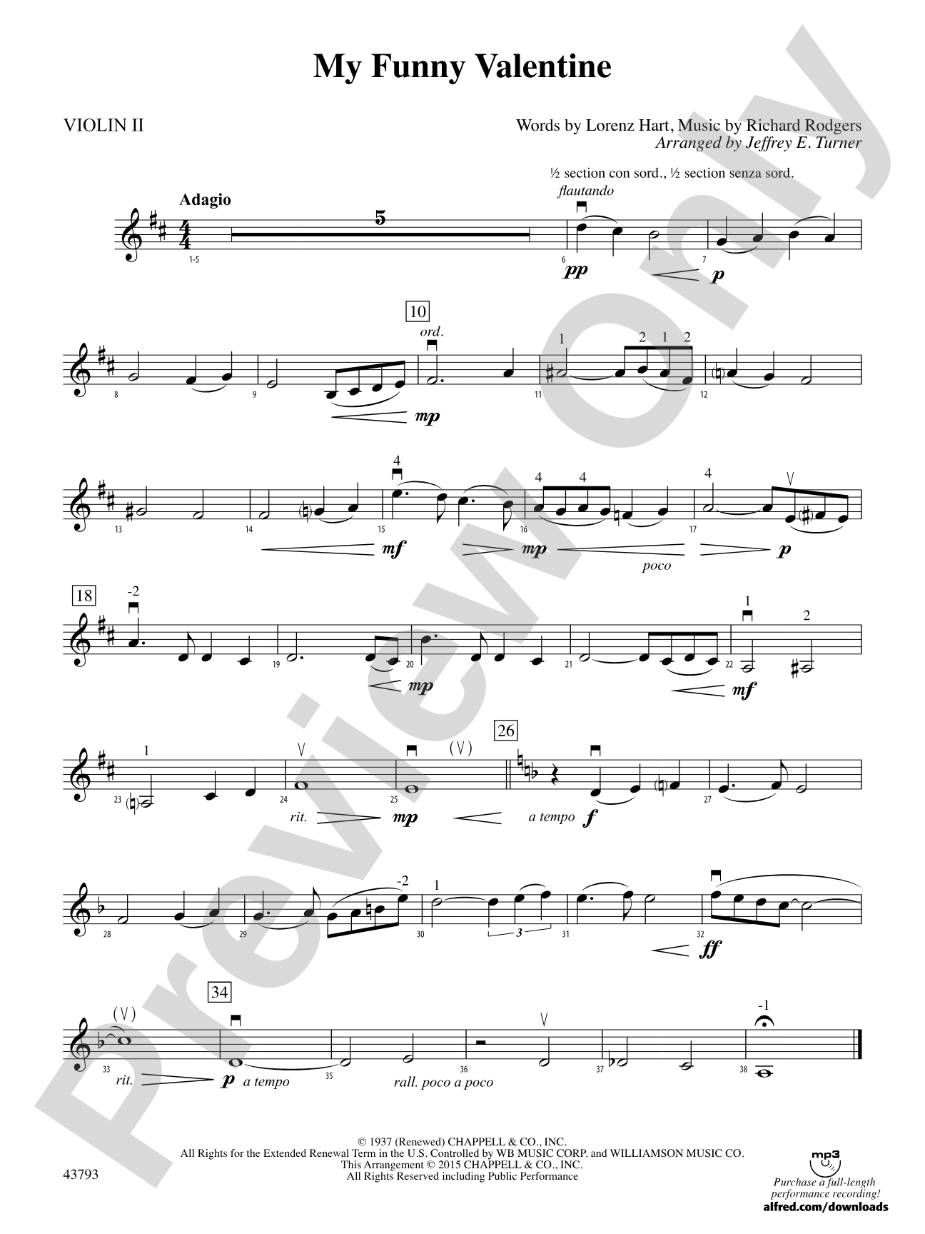 My Funny Valentine: 2nd Violin