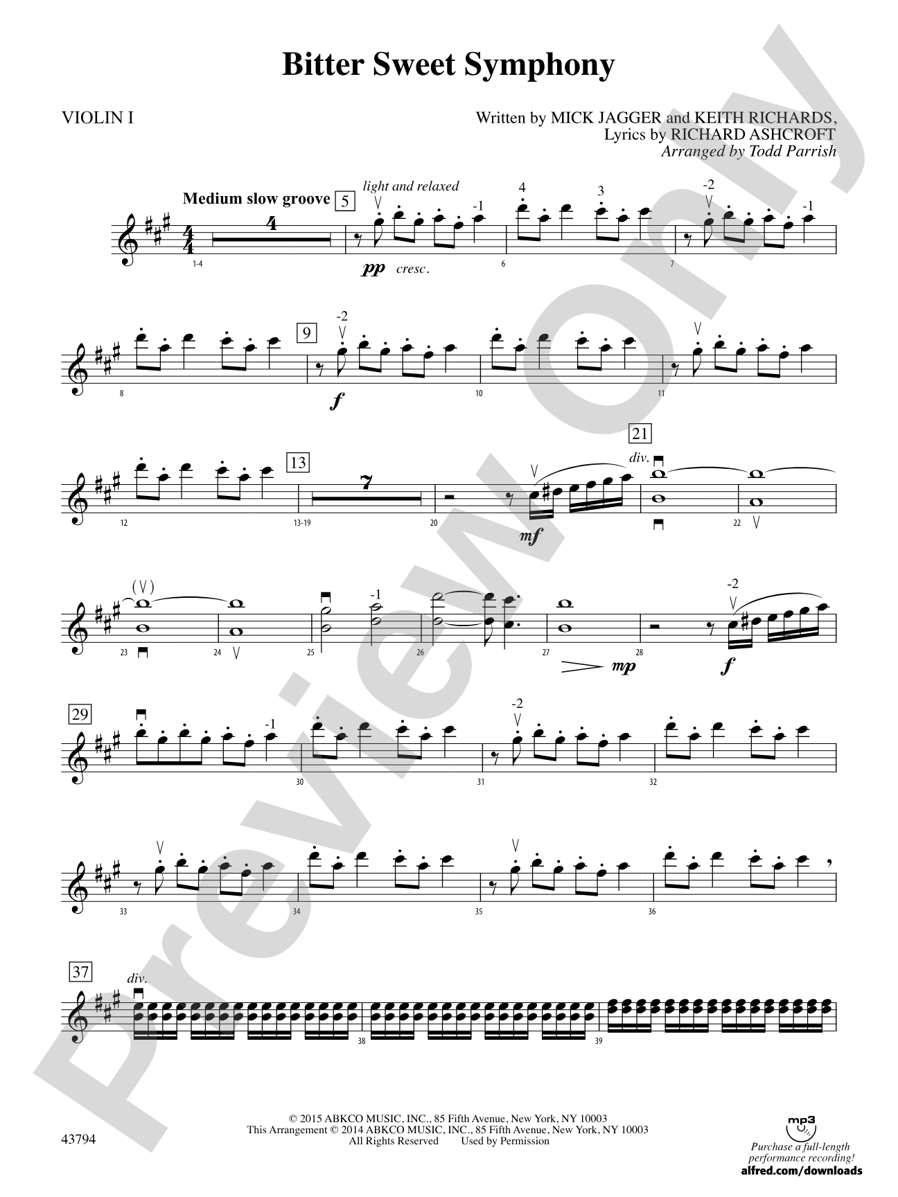 Bitter Sweet Symphony: 1st Violin