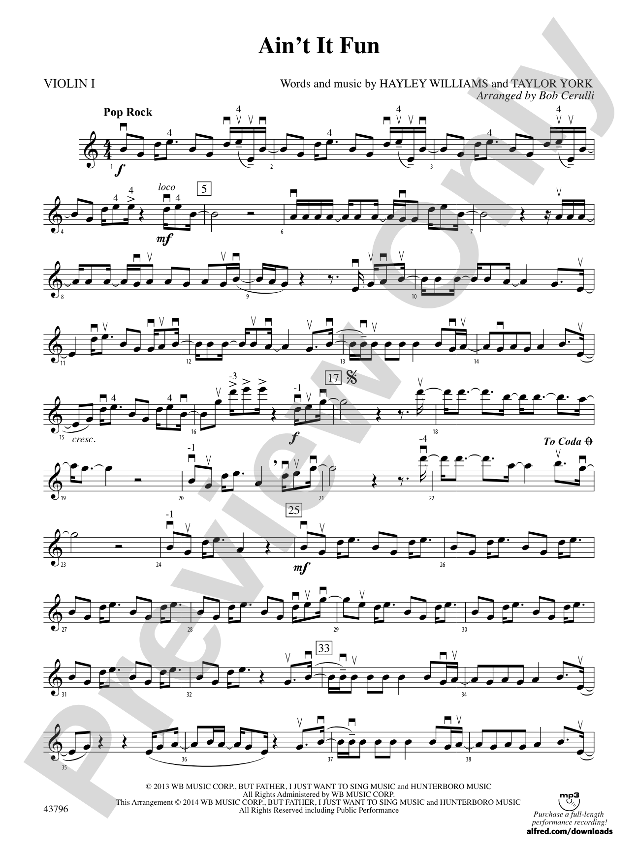 Ain't It Fun: 1st Violin