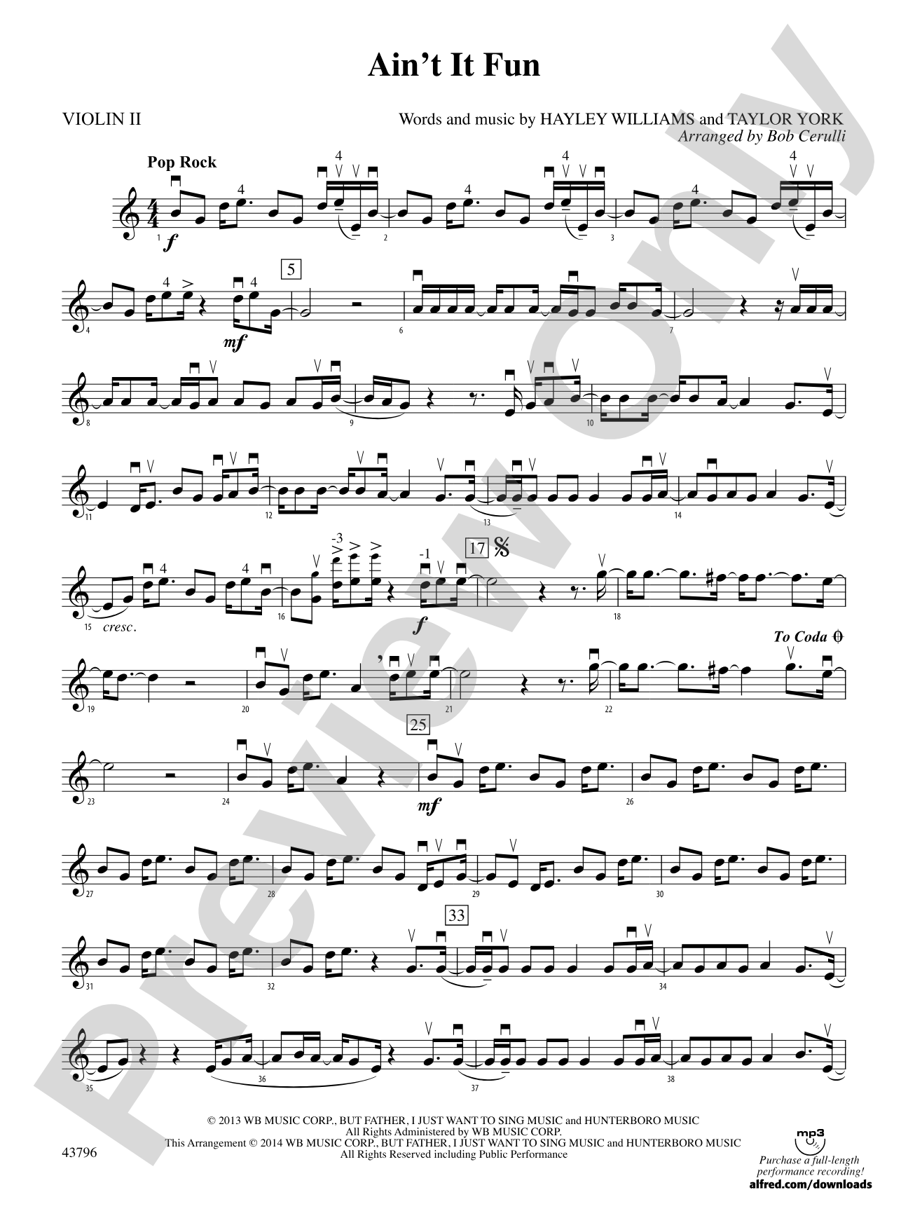 Ain't It Fun: 2nd Violin