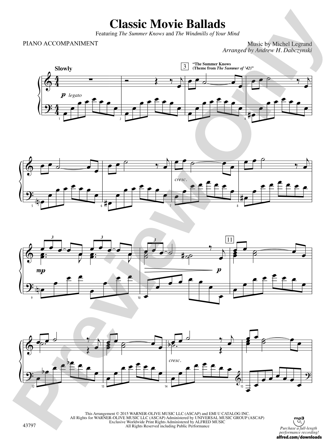 Classic Movie Ballads: Piano Accompaniment