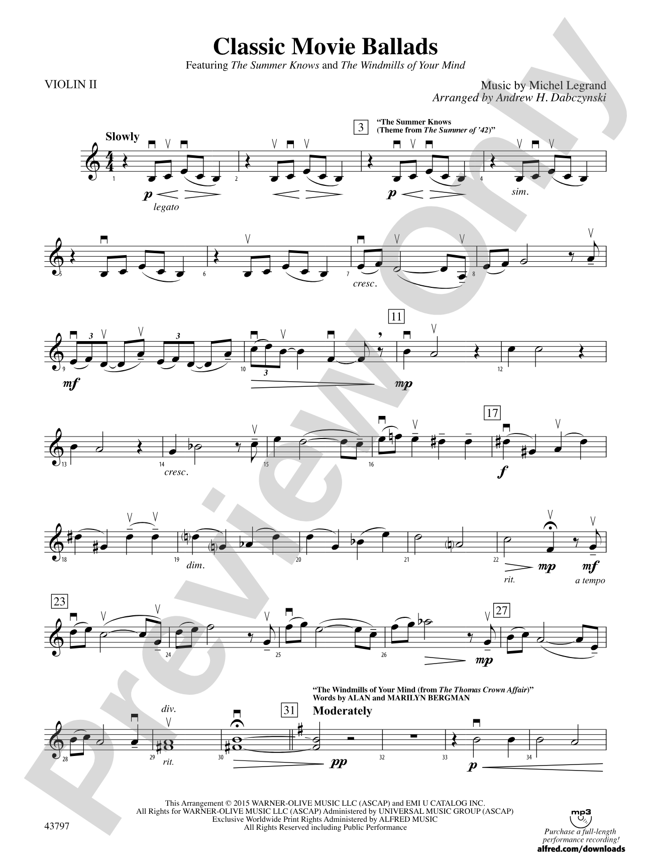 Classic Movie Ballads: 2nd Violin